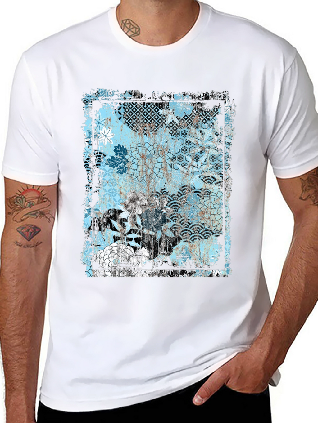 Trendy Floral Graphic Print Black T-Shirt
