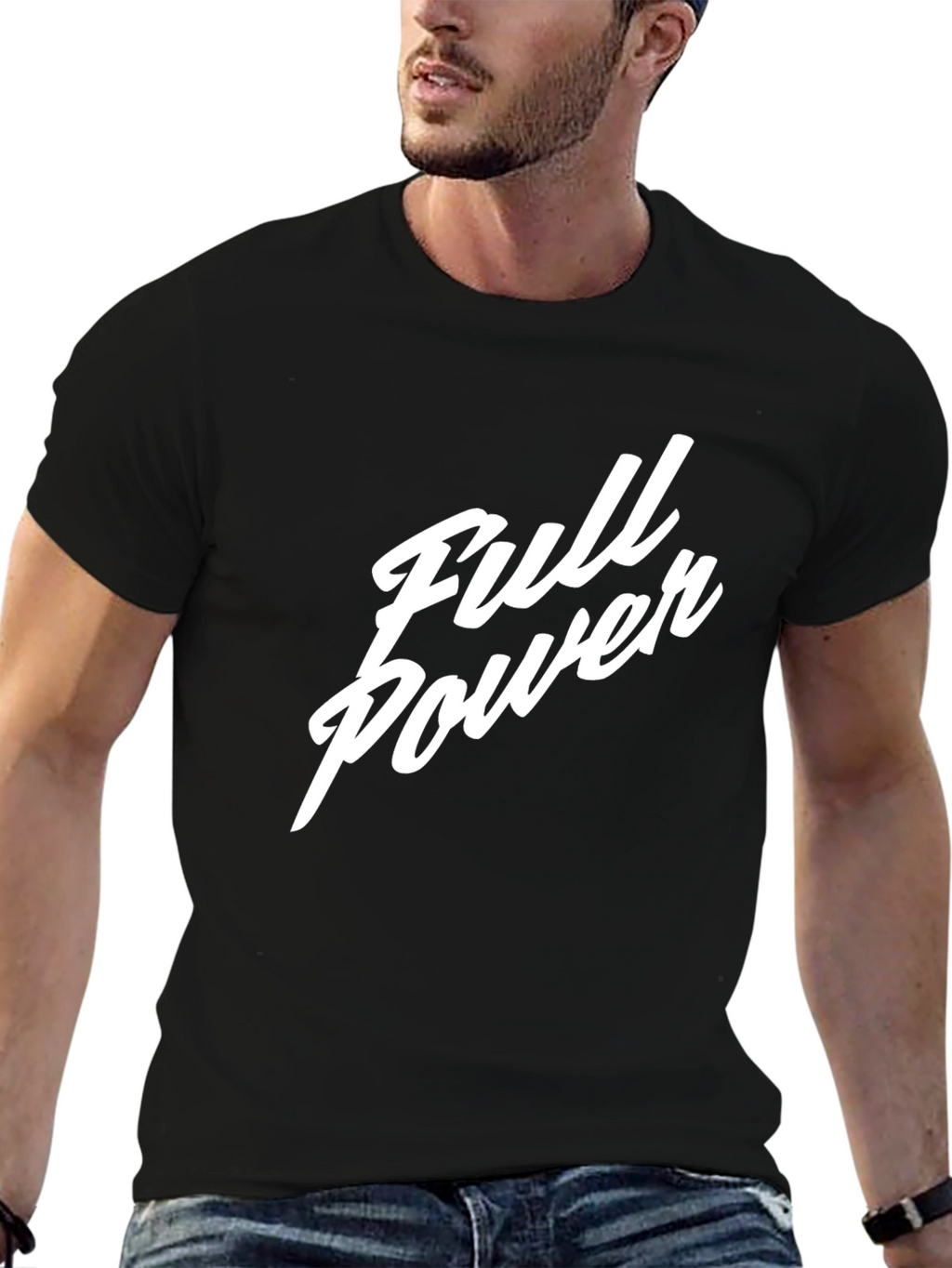 Full Power Graphic Print Black T-Shirt
