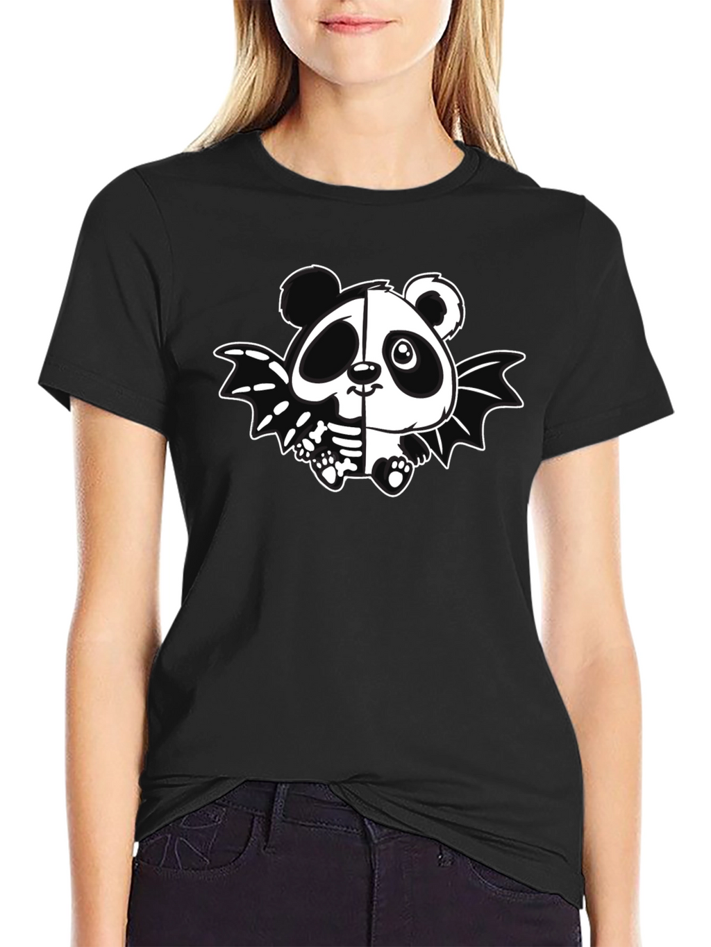 Panda Bat Graphic Tee - Mens Black T-Shirt