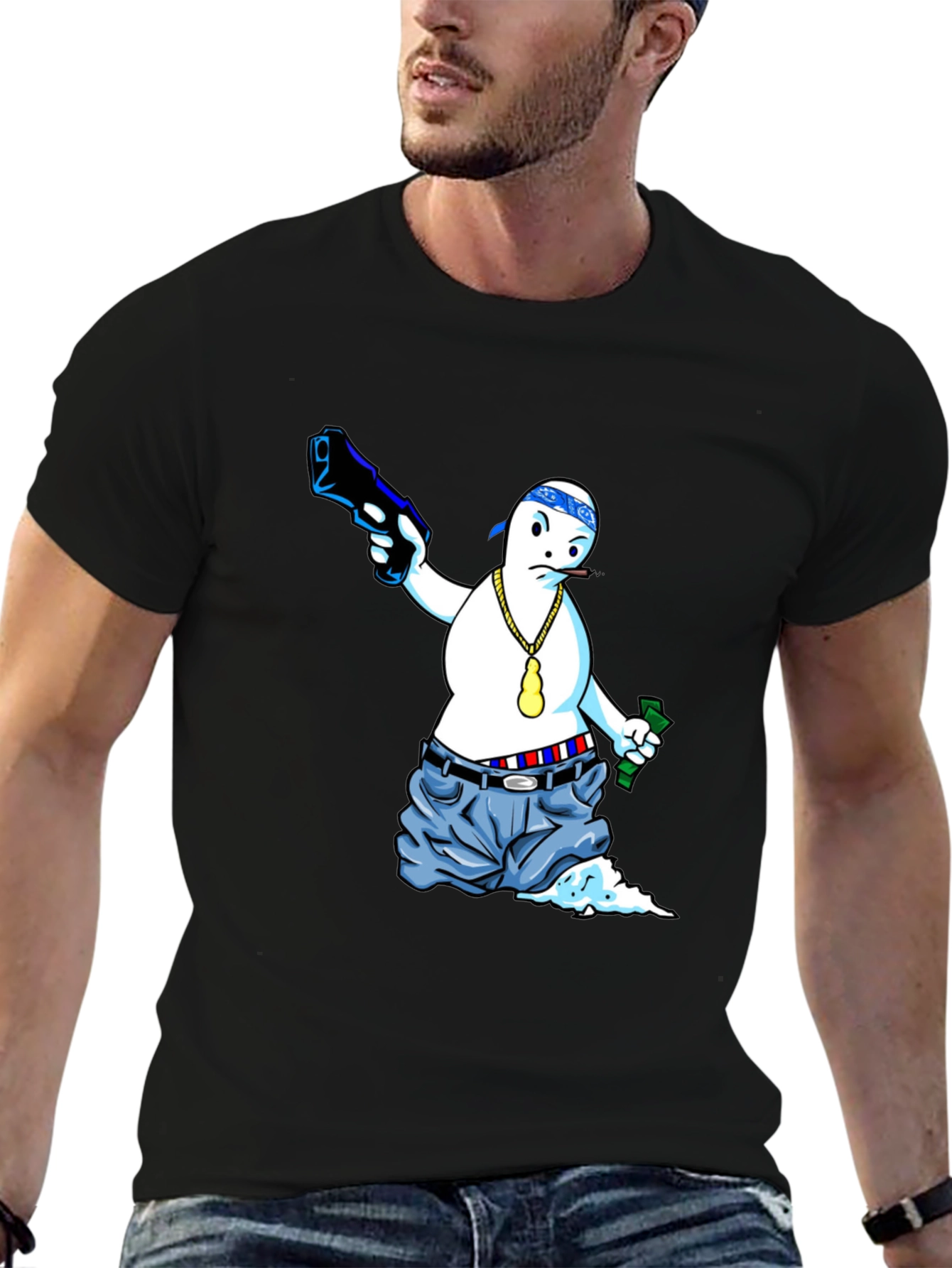 Gangster Ghost Graphic Tee - Cool Cartoon T-Shirt