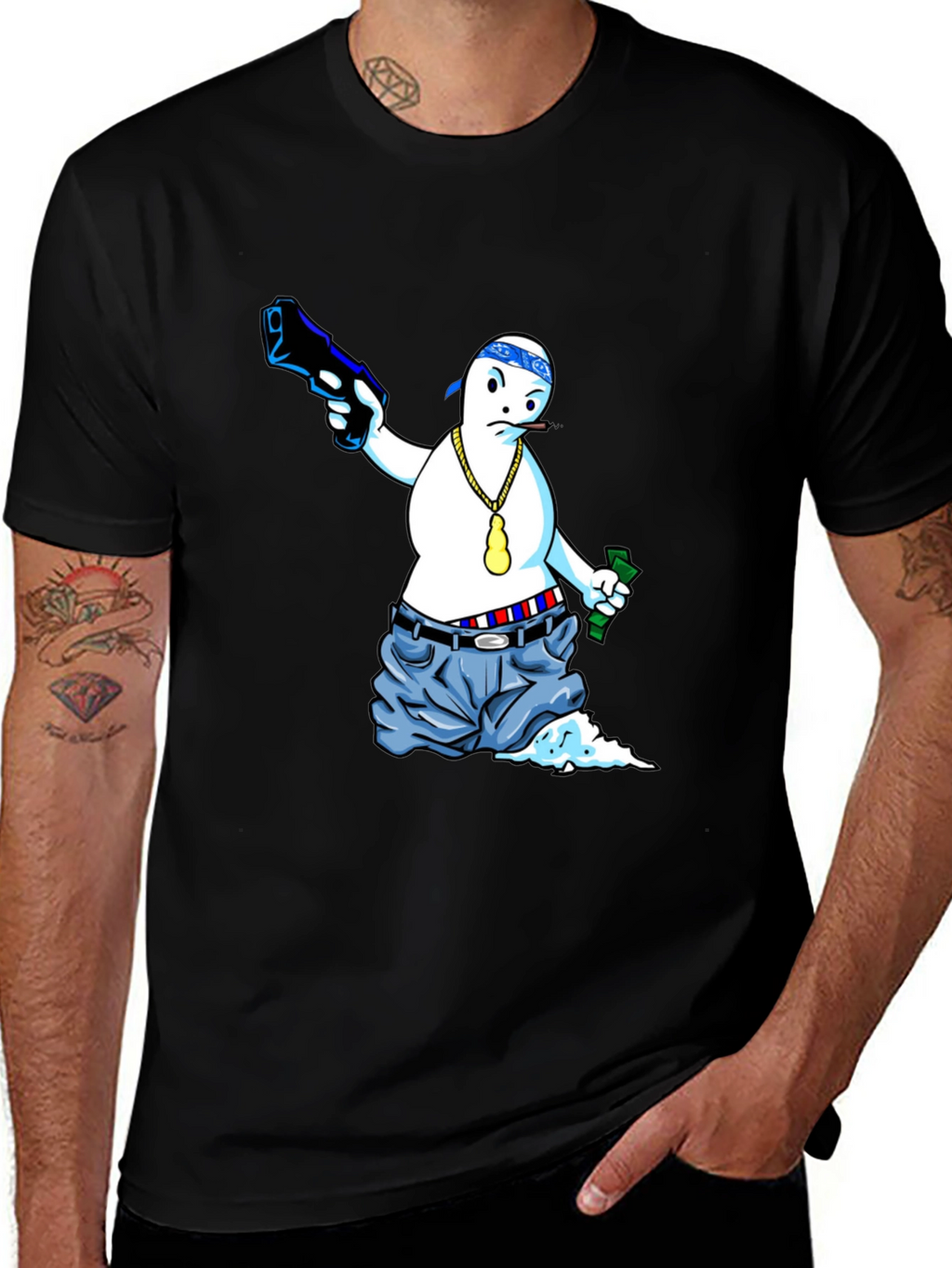 Gangster Ghost Graphic Tee - Cool Cartoon T-Shirt