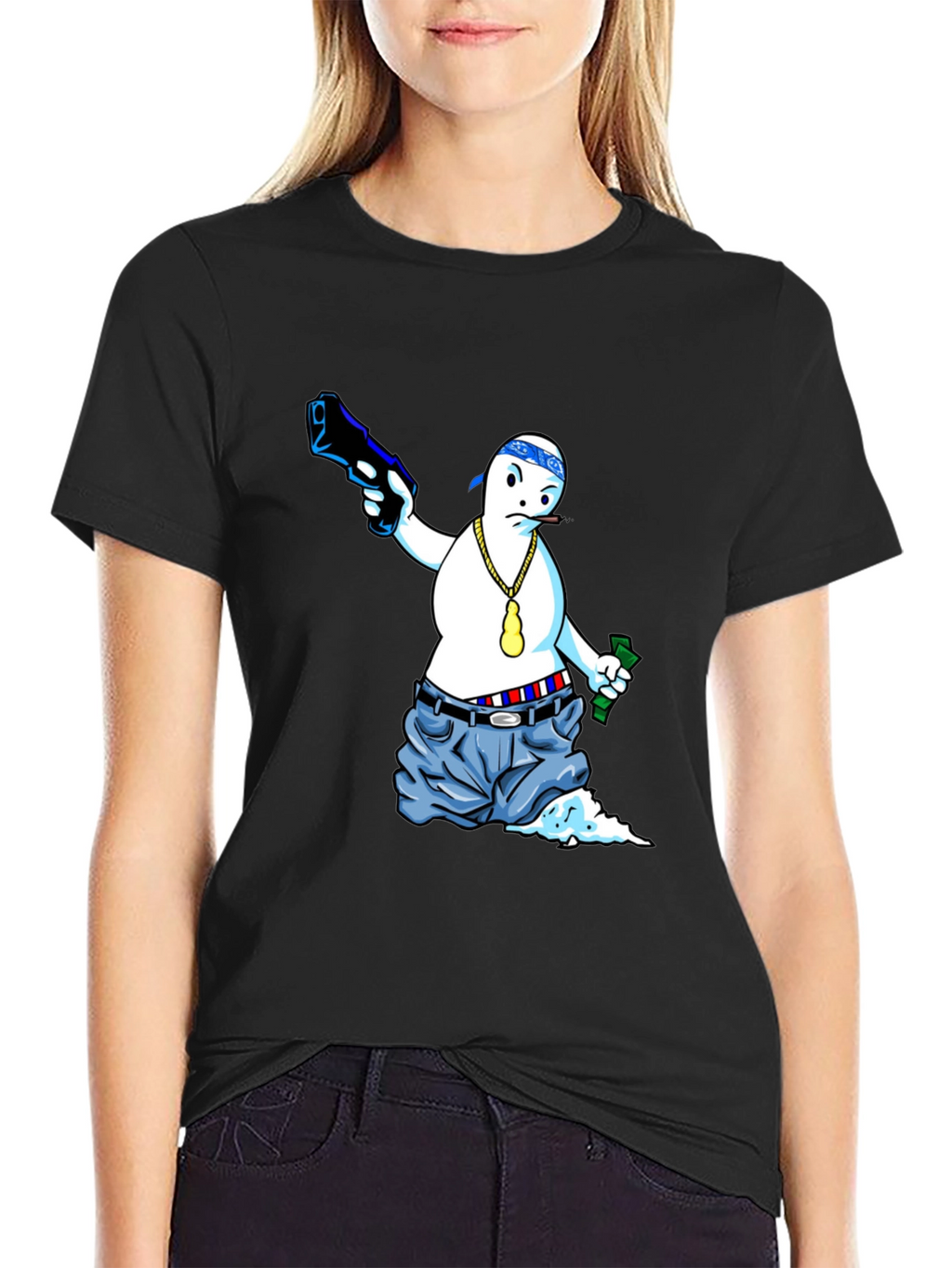 Gangster Ghost Graphic Tee - Cool Cartoon T-Shirt