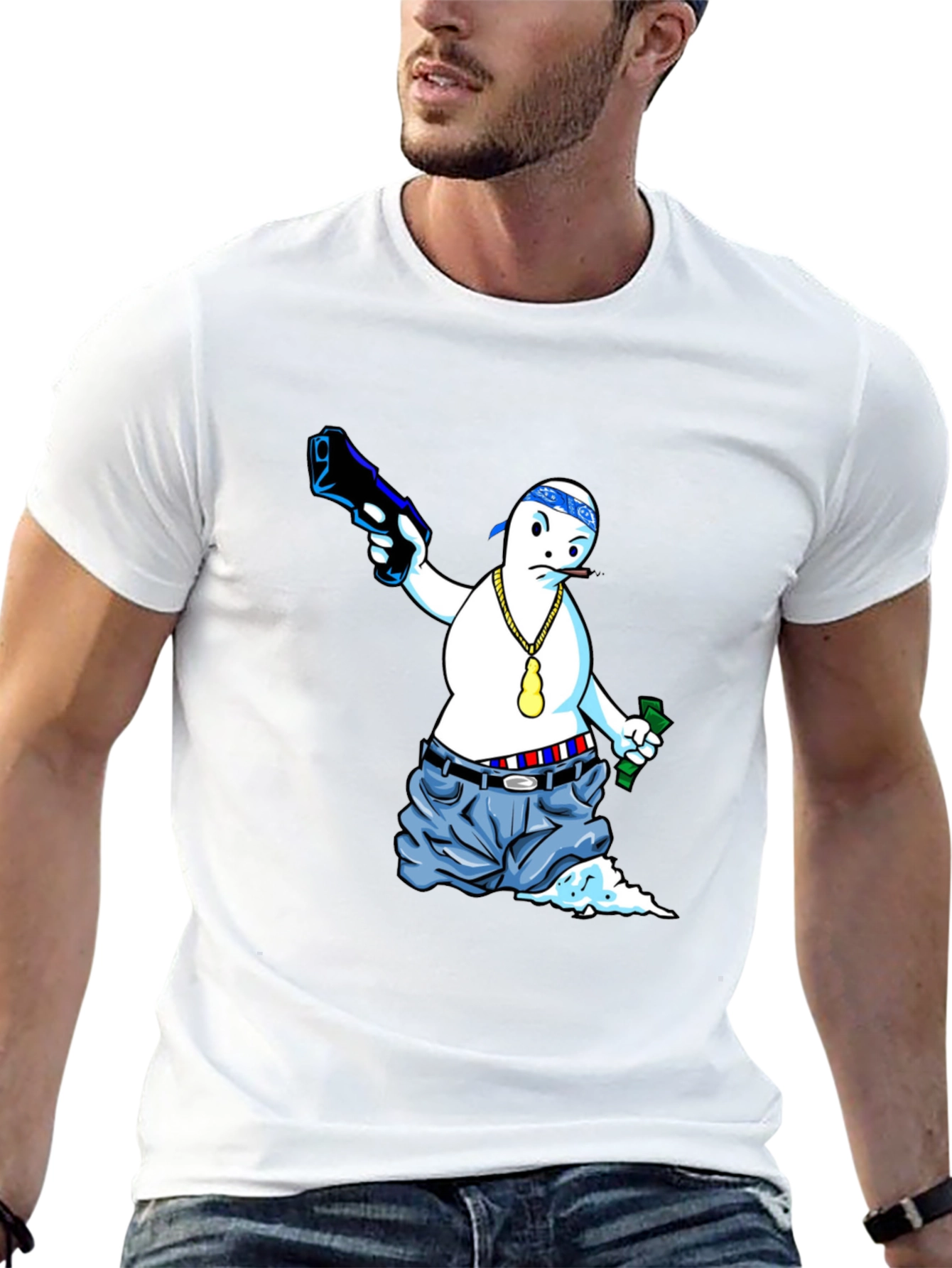 Gangster Ghost Graphic Tee - Cool Cartoon T-Shirt