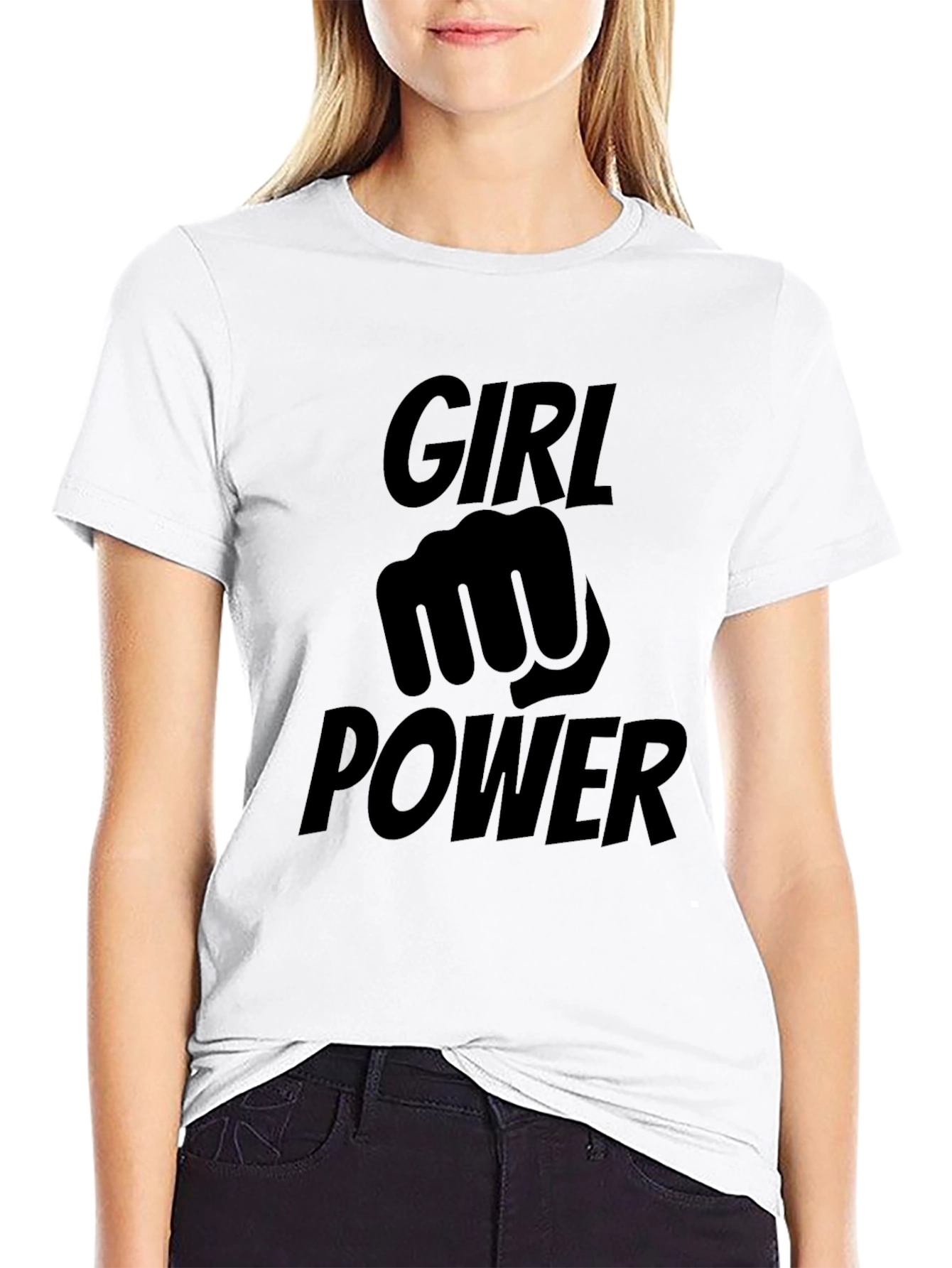 Girl Power Fist Graphic Tee - Black