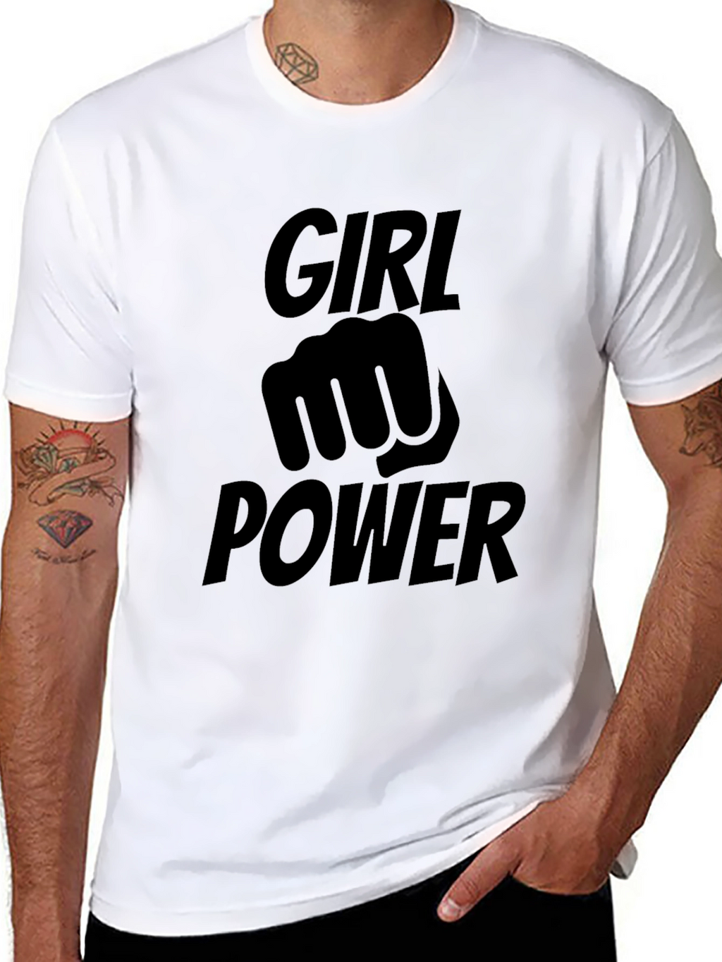 Girl Power Fist Graphic Tee - Black