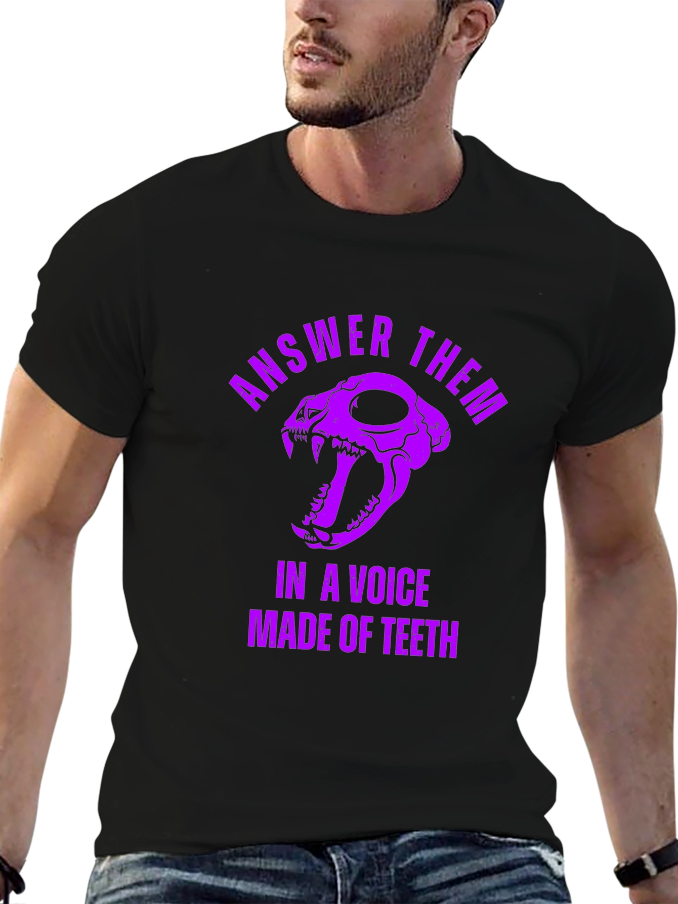 Answer Them T-Shirt: Skull & Teeth Design