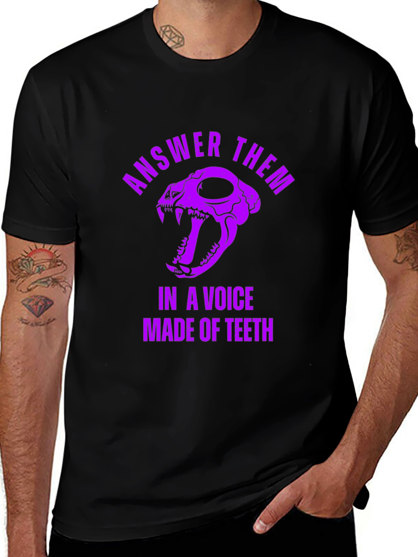 Answer Them T-Shirt: Skull & Teeth Design