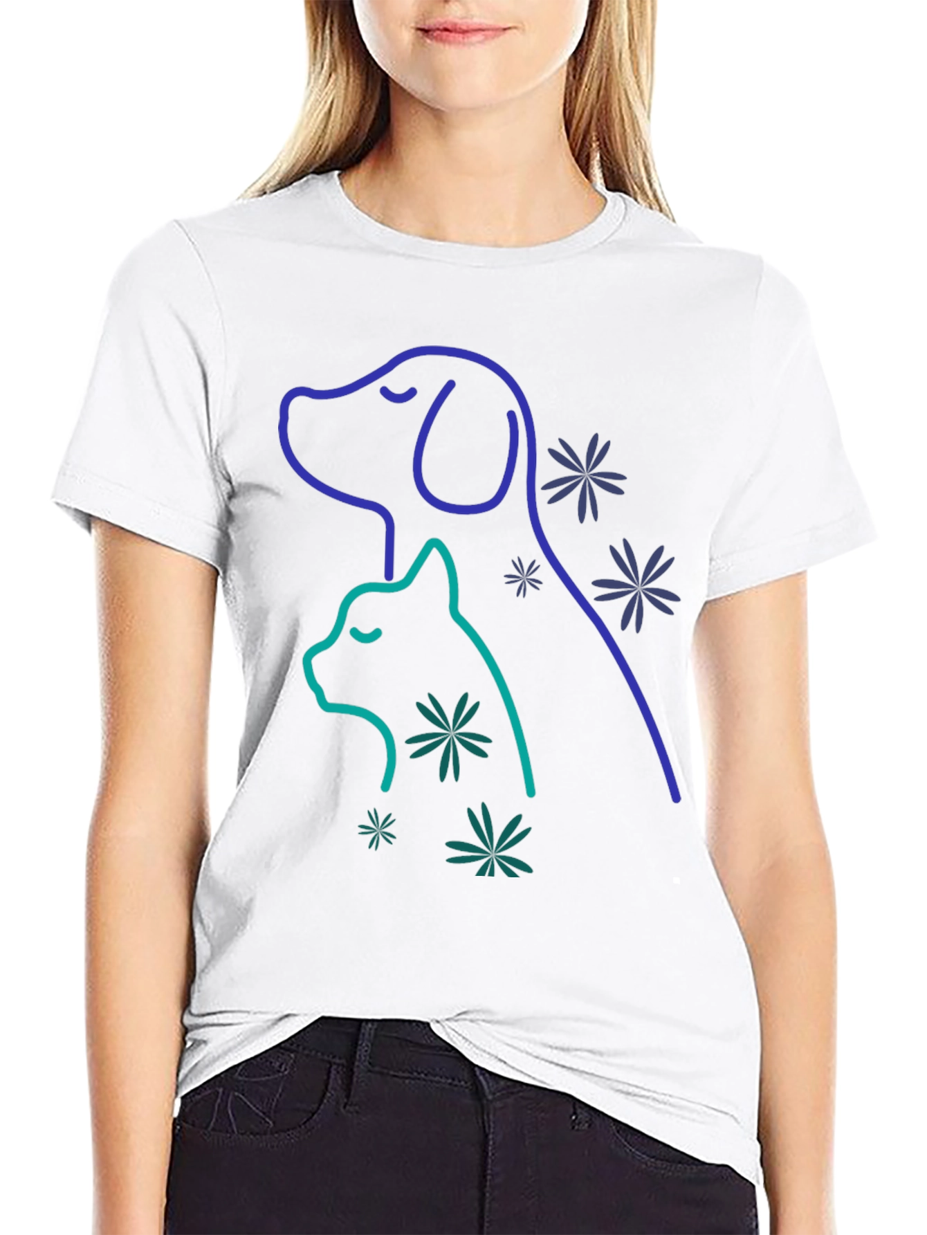 Dog & Cat Outline Graphic Tee