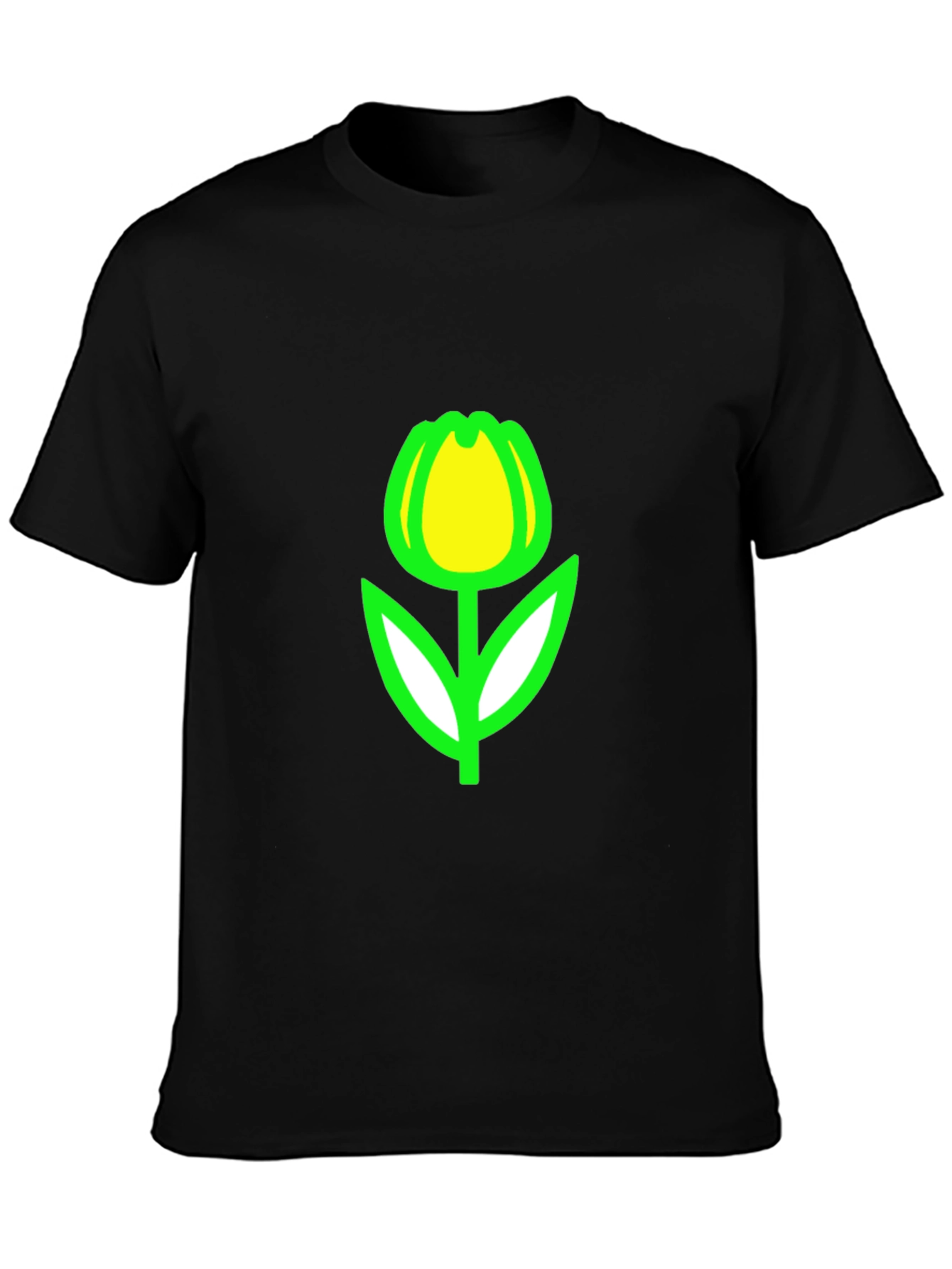 Tulip Graphic Tee - Black Casual T-Shirt