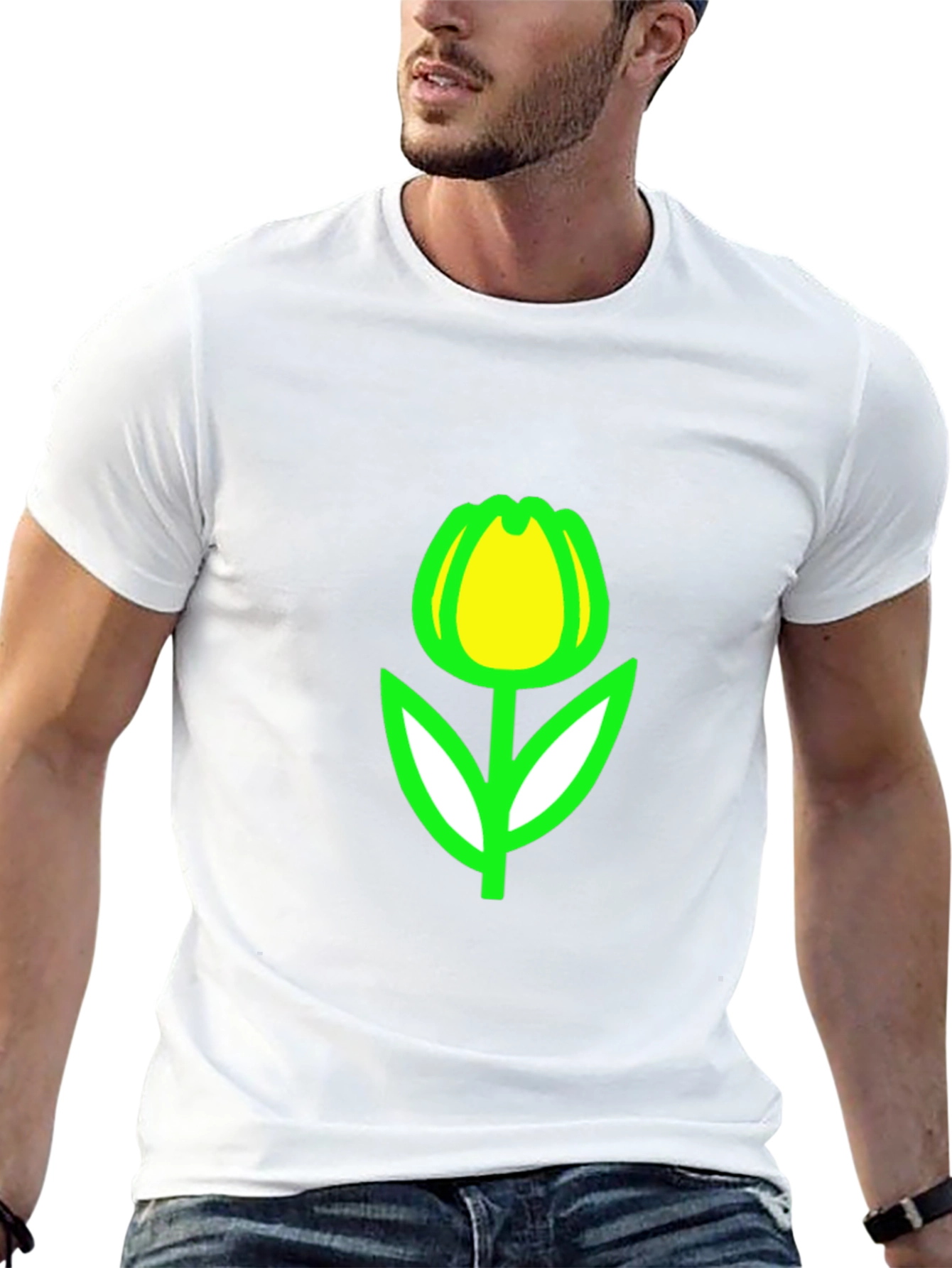 Tulip Graphic Tee - Black Casual T-Shirt