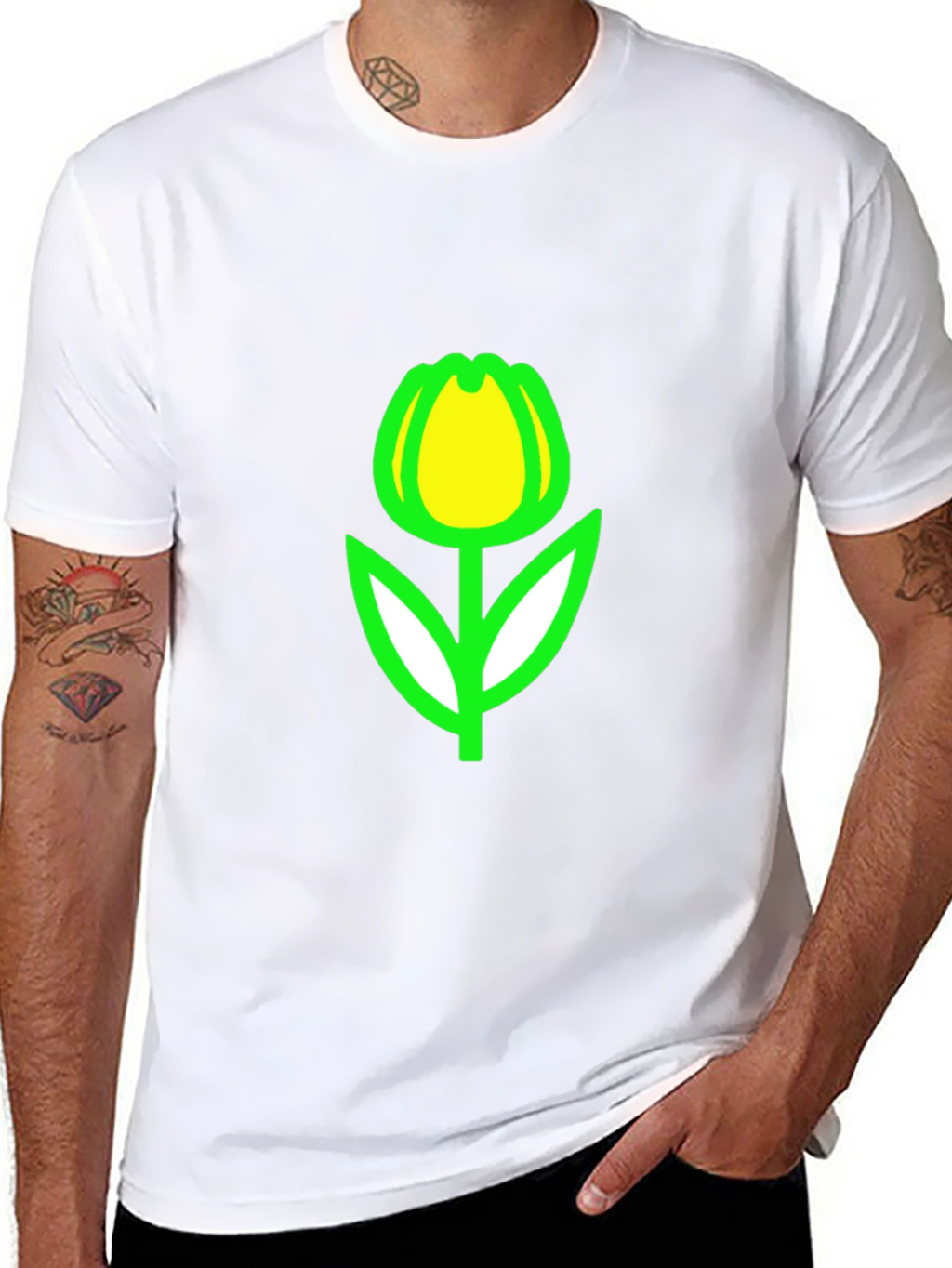 Tulip Graphic Tee - Black Casual T-Shirt
