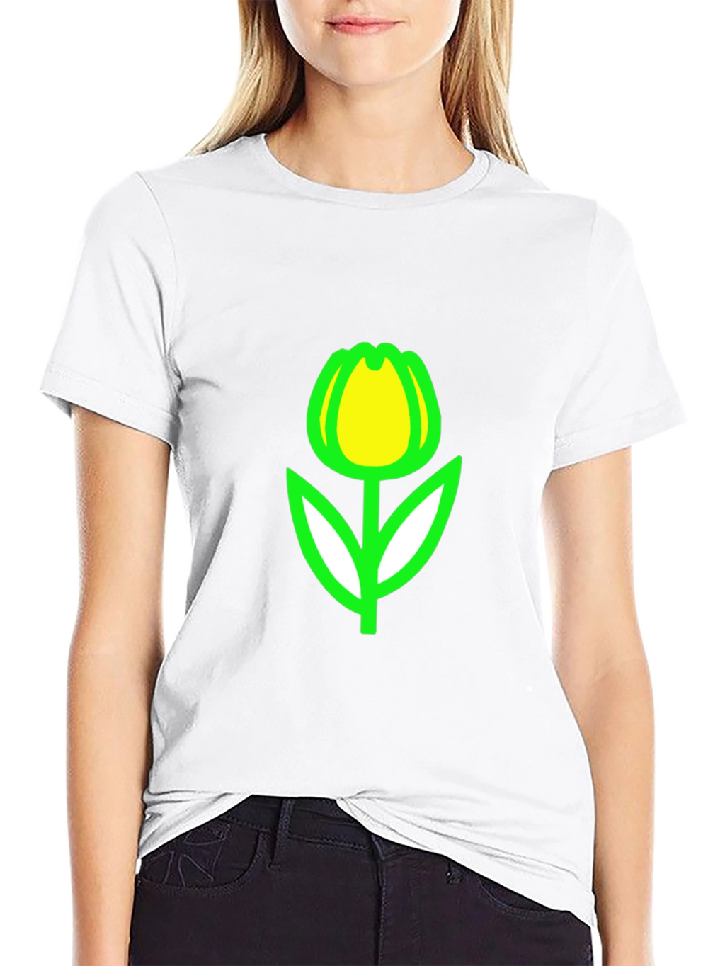 Tulip Graphic Tee - Black Casual T-Shirt