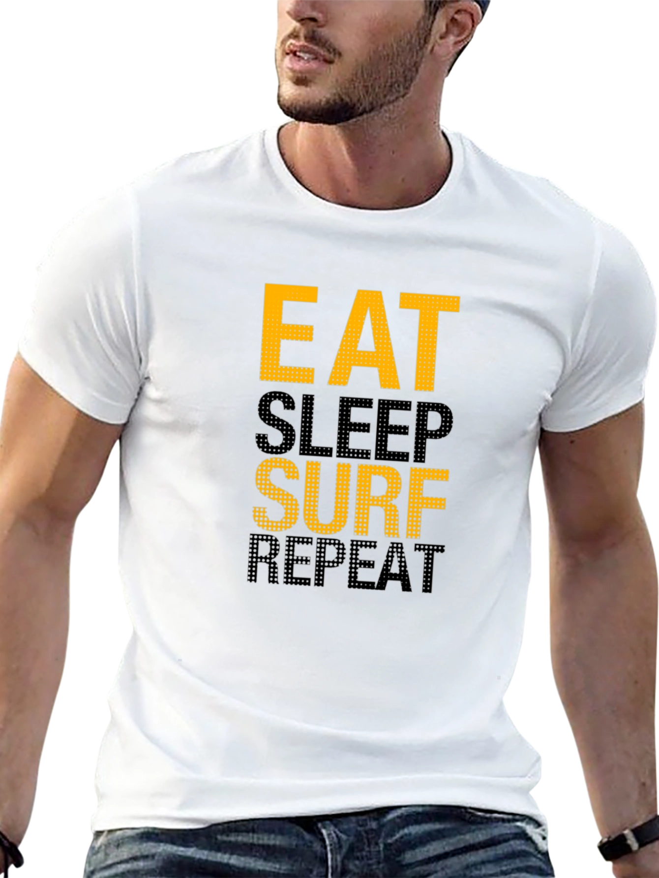 Eat Sleep Surf Repeat Graphic Tee - Black