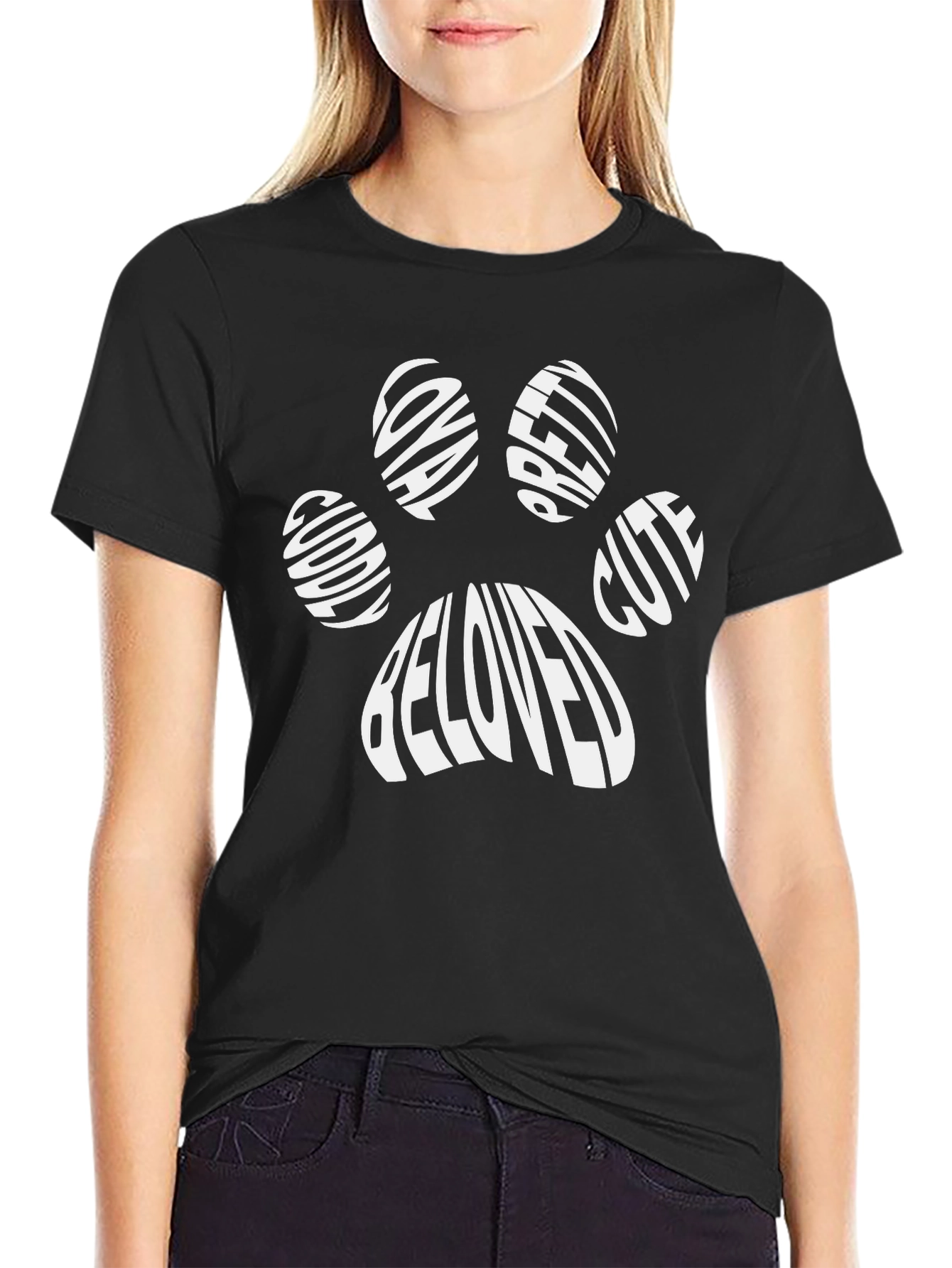 Beloved Pet Paw Print T-Shirt - Cuddly Cute Oval Pretty Design