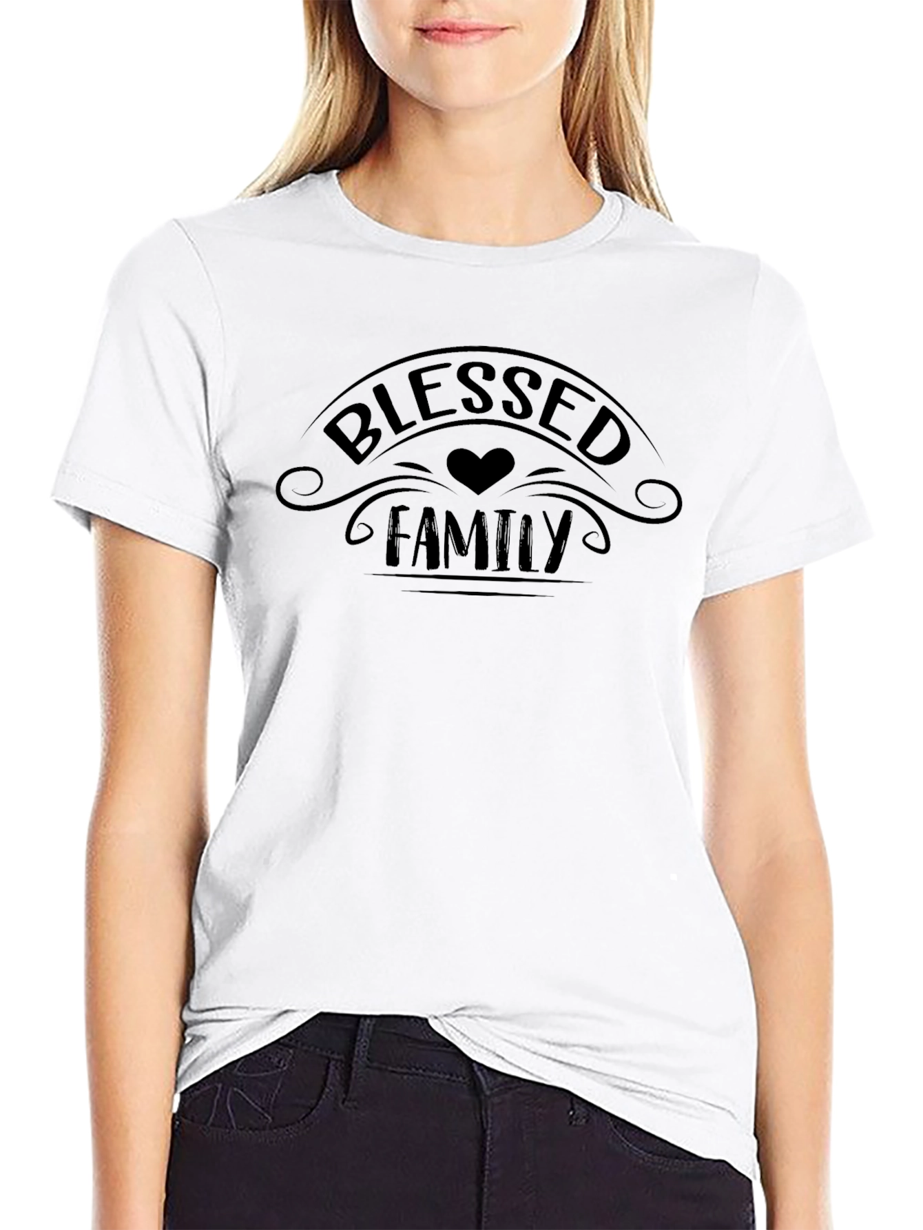 Blessed Family Black Graphic T-Shirt