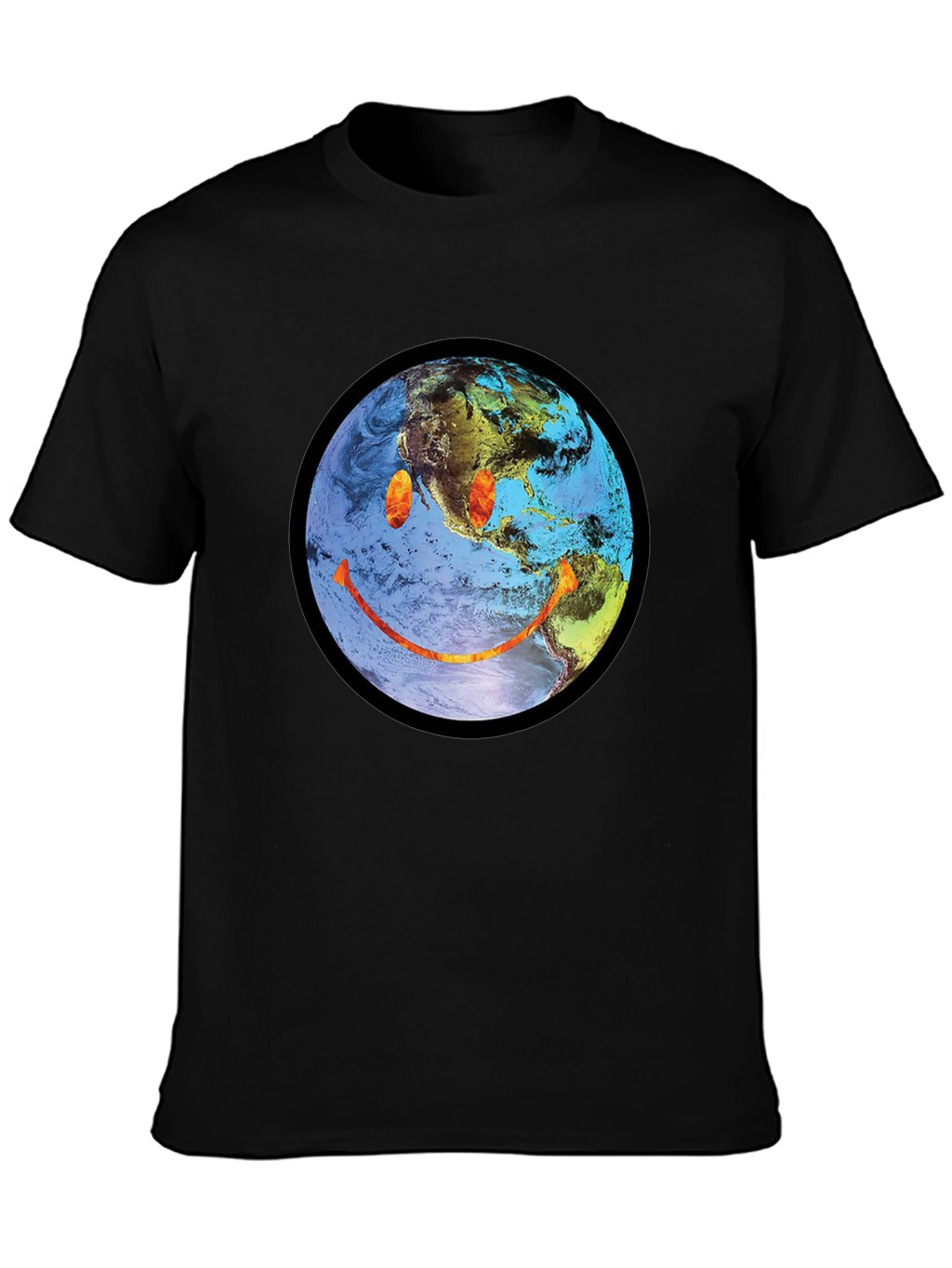 Earth Smiley Graphic Tee - Black