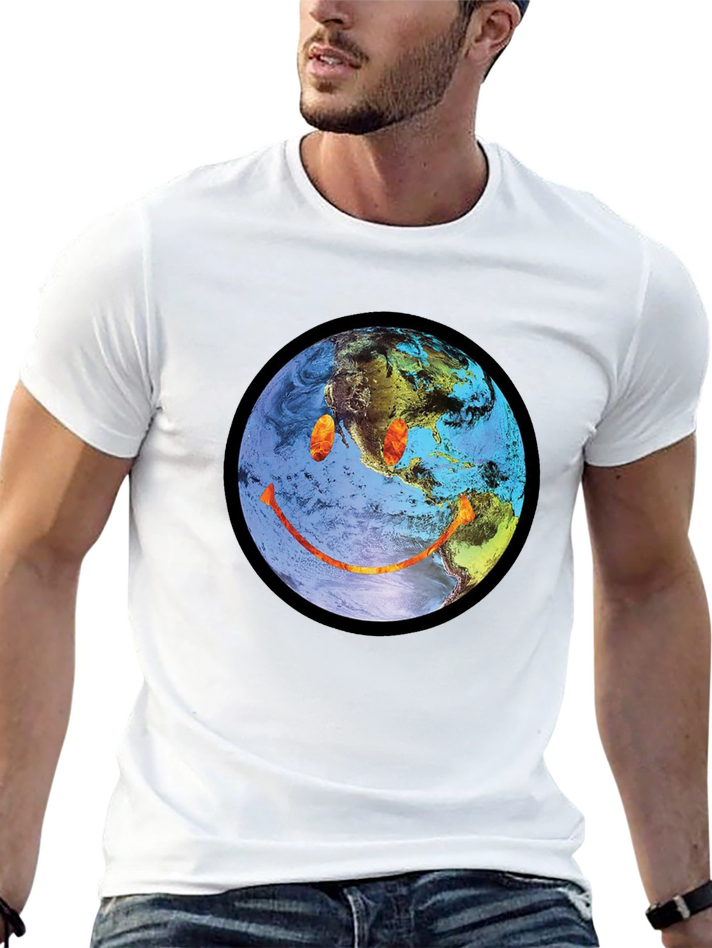 Earth Smiley Graphic Tee - Black