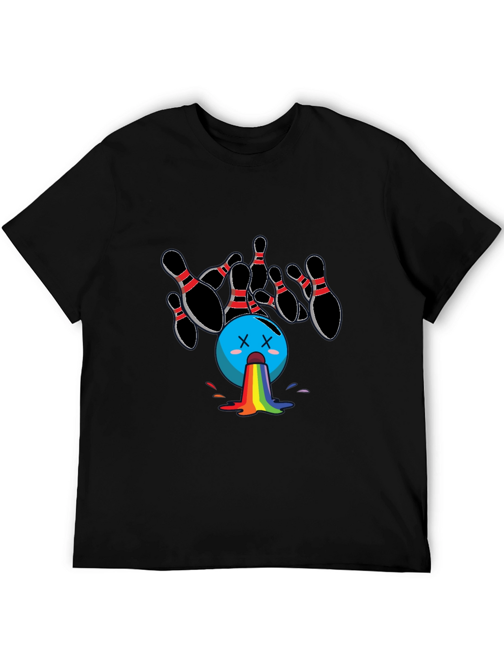 Bowling Ball Rainbow Puke Graphic Tee