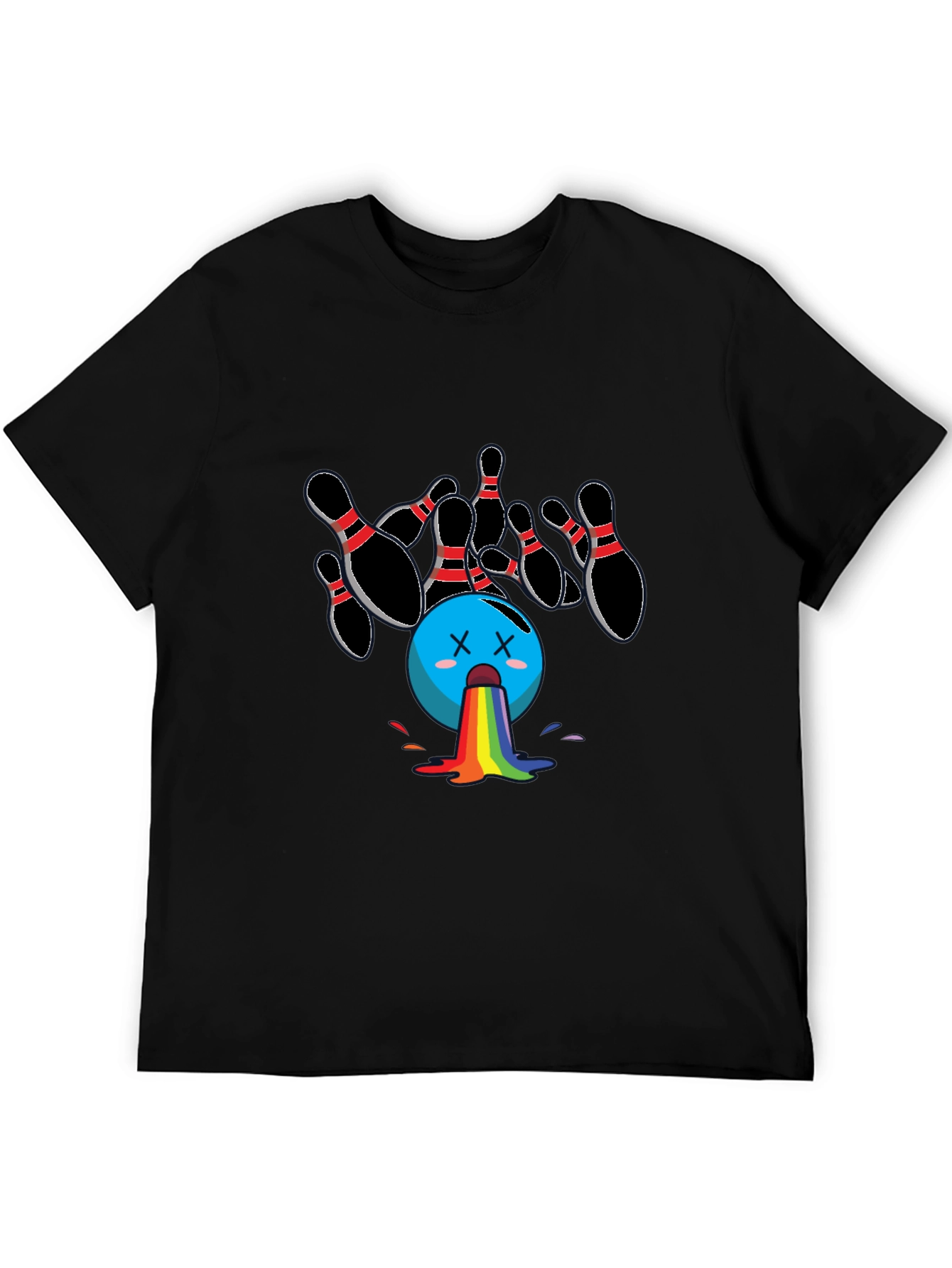 Bowling Ball Rainbow Puke Graphic Tee