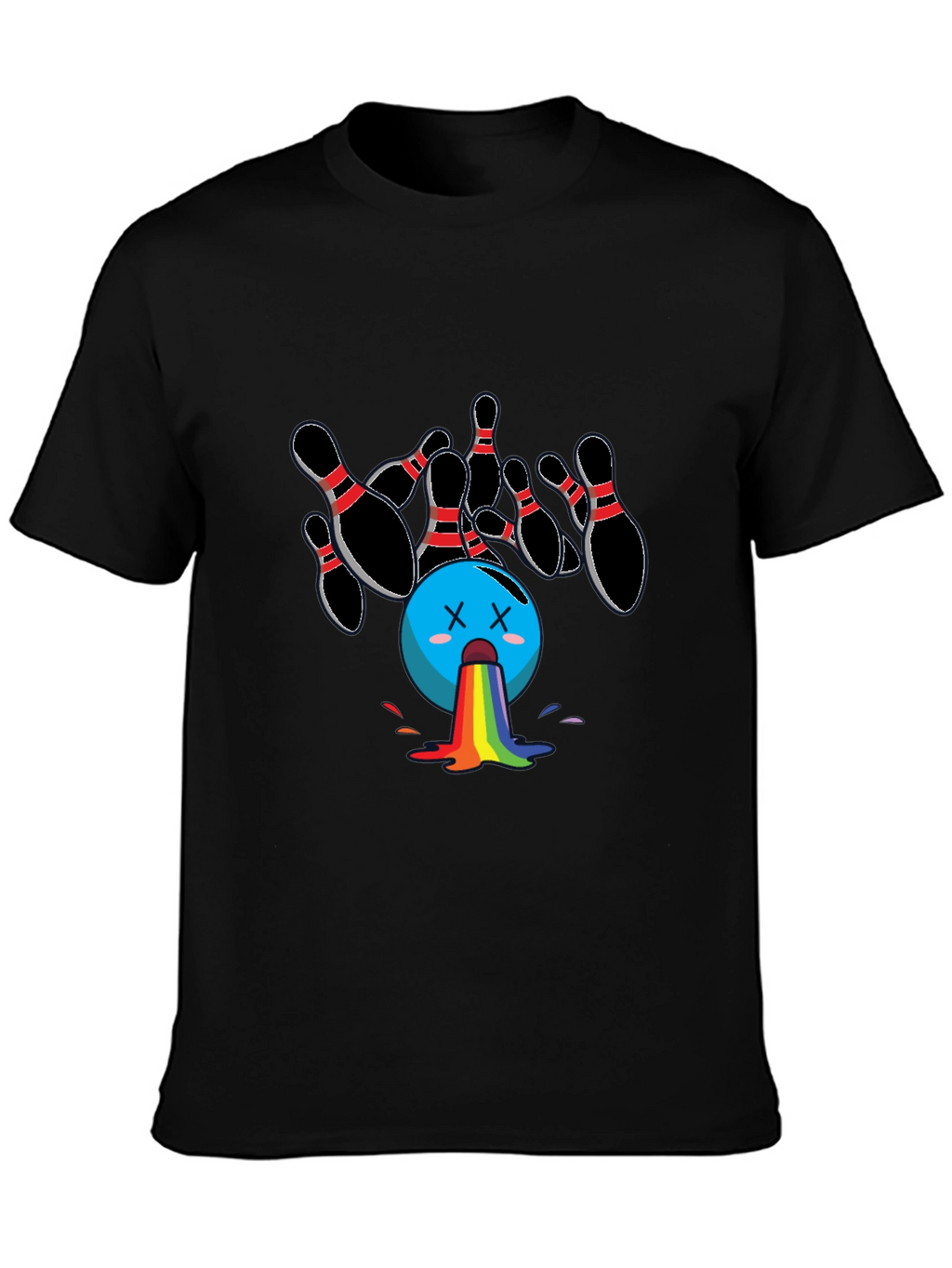 Bowling Ball Rainbow Puke Graphic Tee