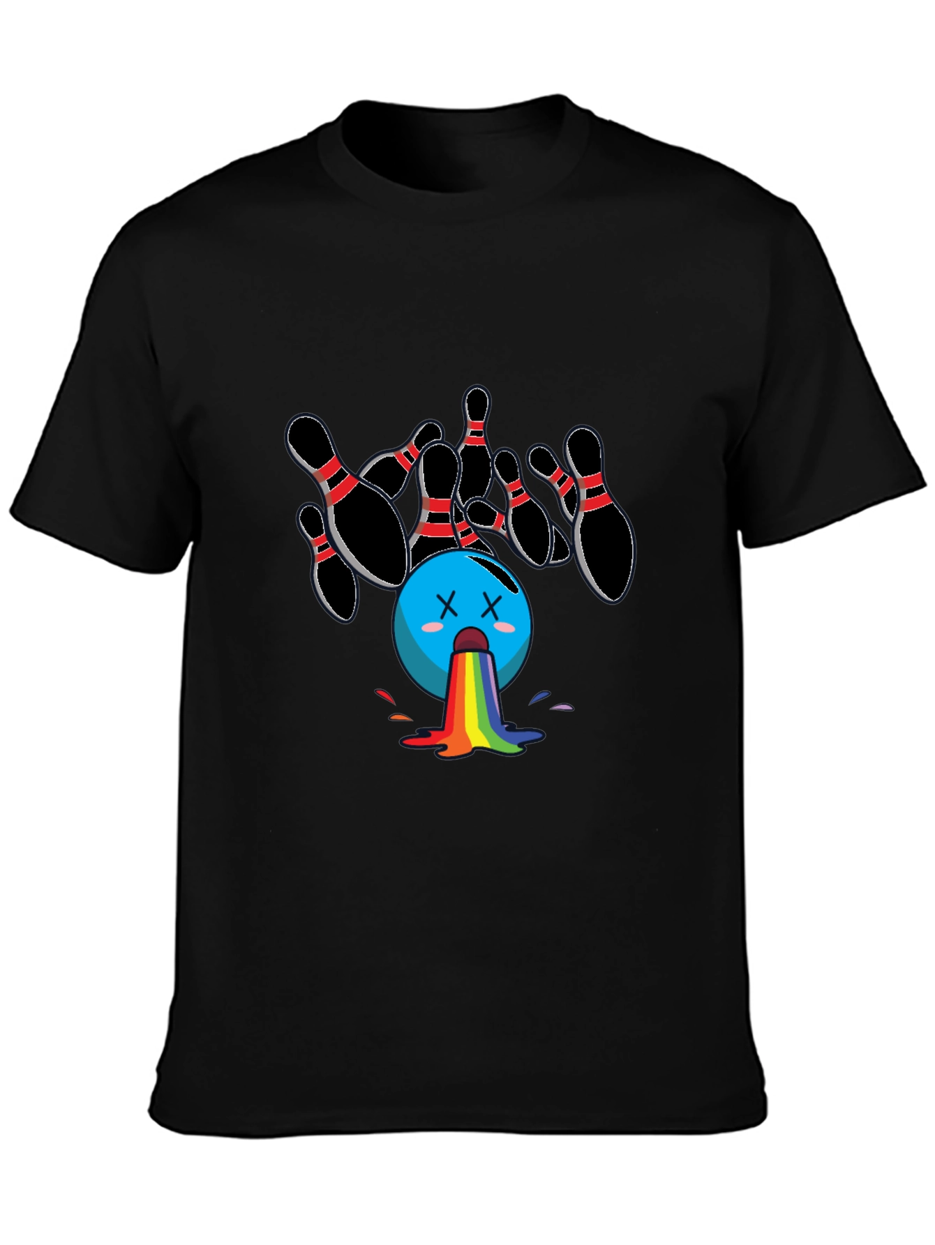Bowling Ball Rainbow Puke Graphic Tee
