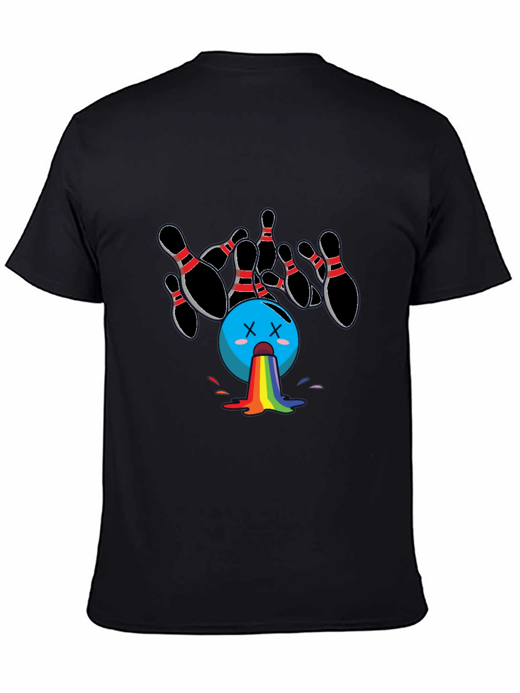 Bowling Ball Rainbow Puke Graphic Tee