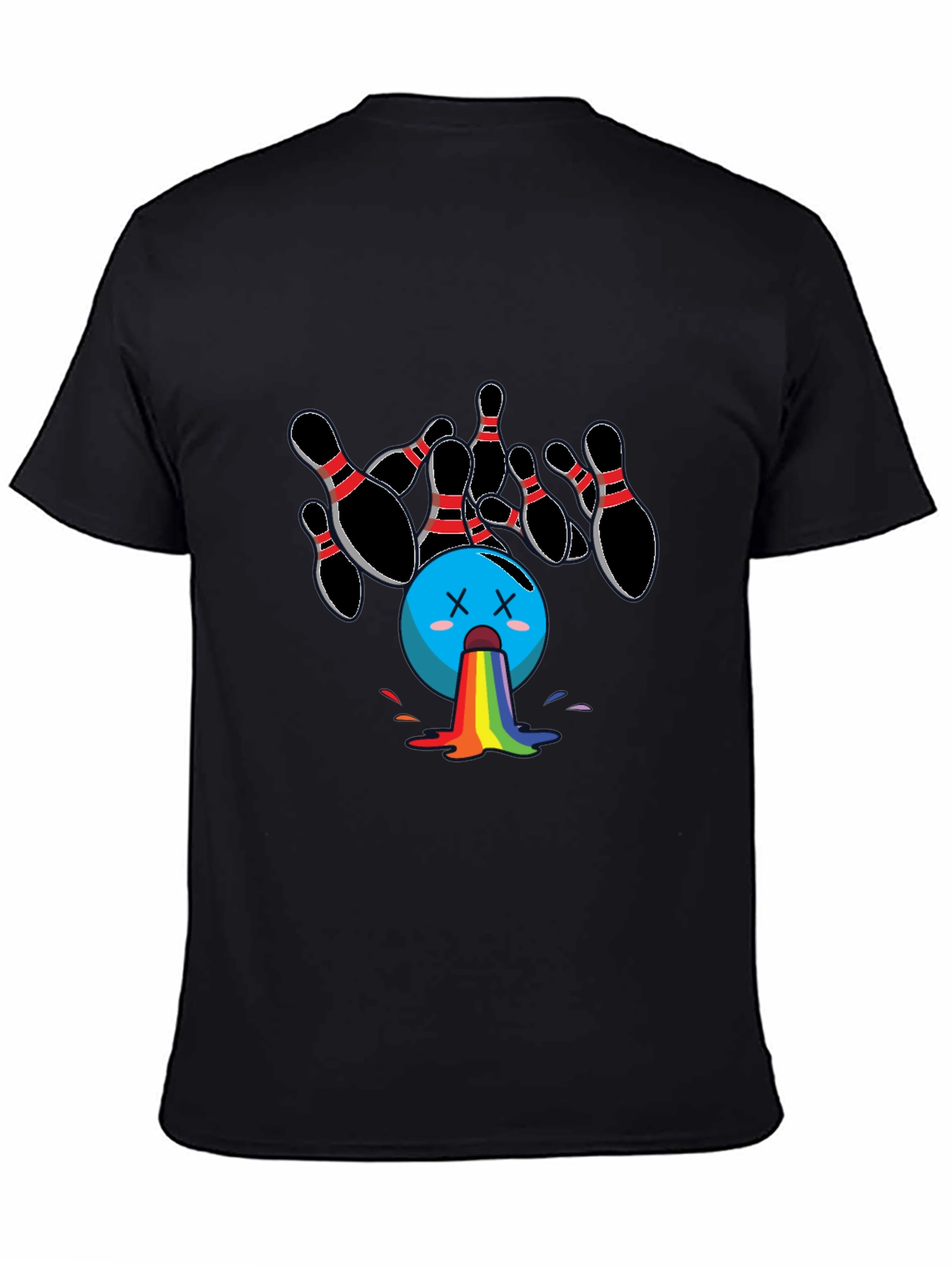 Bowling Ball Rainbow Puke Graphic Tee