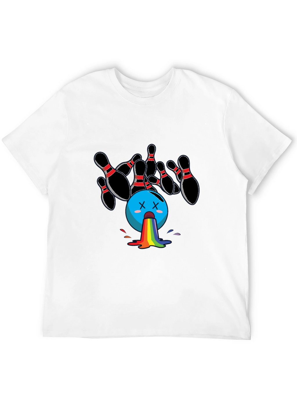 Bowling Ball Rainbow Puke Graphic Tee
