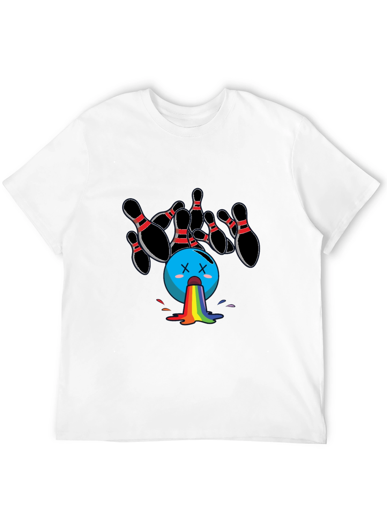 Bowling Ball Rainbow Puke Graphic Tee