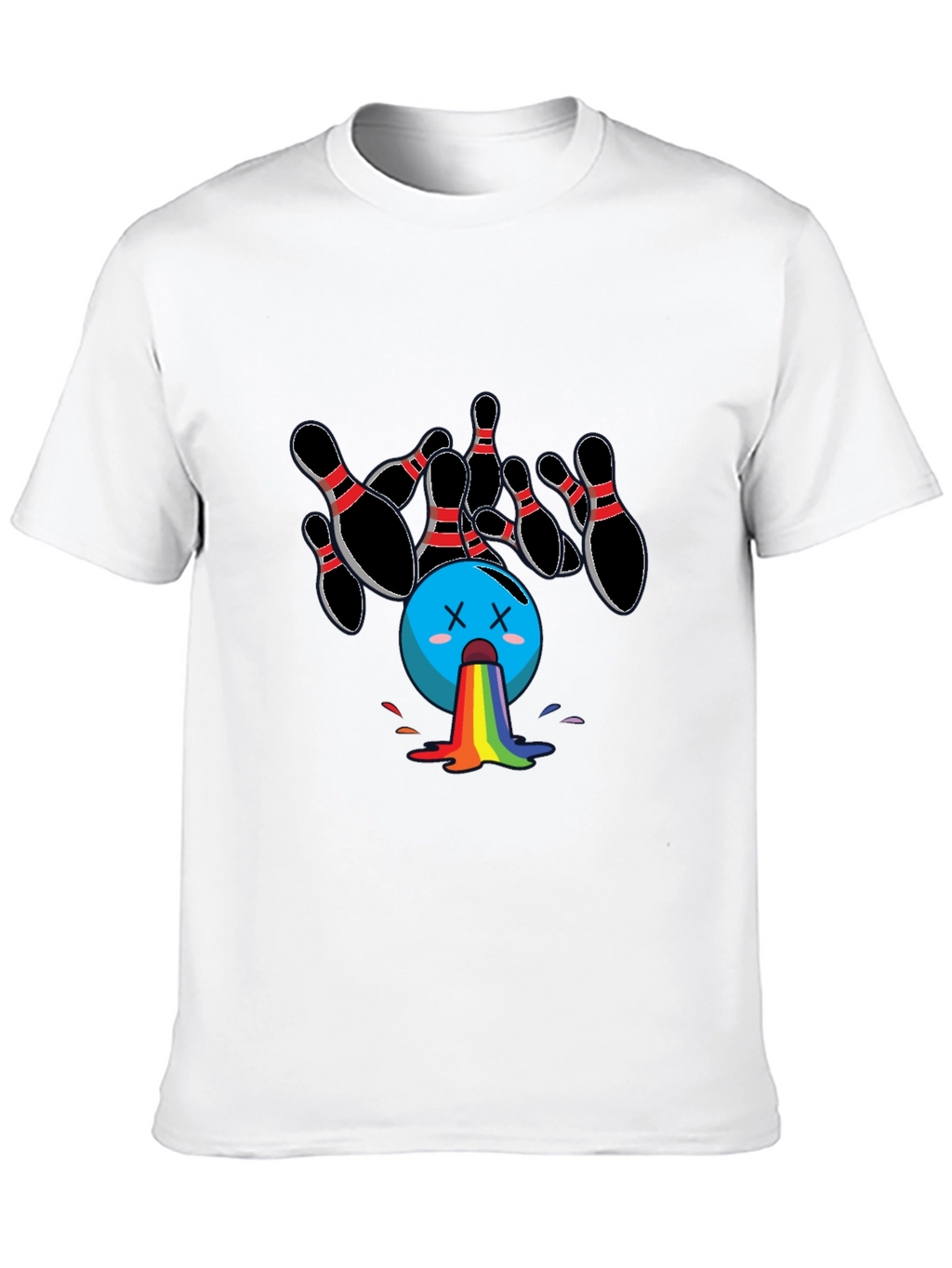 Bowling Ball Rainbow Puke Graphic Tee