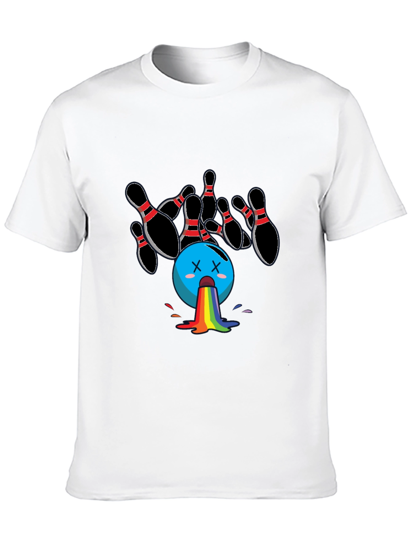 Bowling Ball Rainbow Puke Graphic Tee