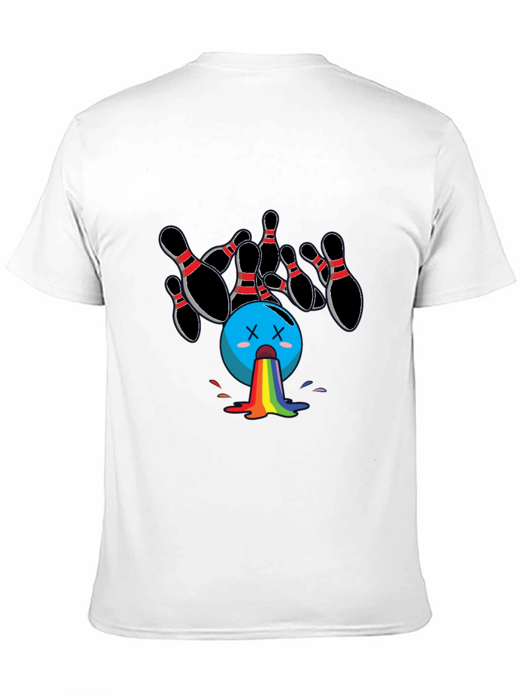Bowling Ball Rainbow Puke Graphic Tee