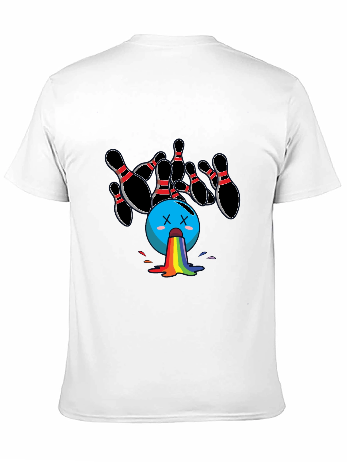 Bowling Ball Rainbow Puke Graphic Tee