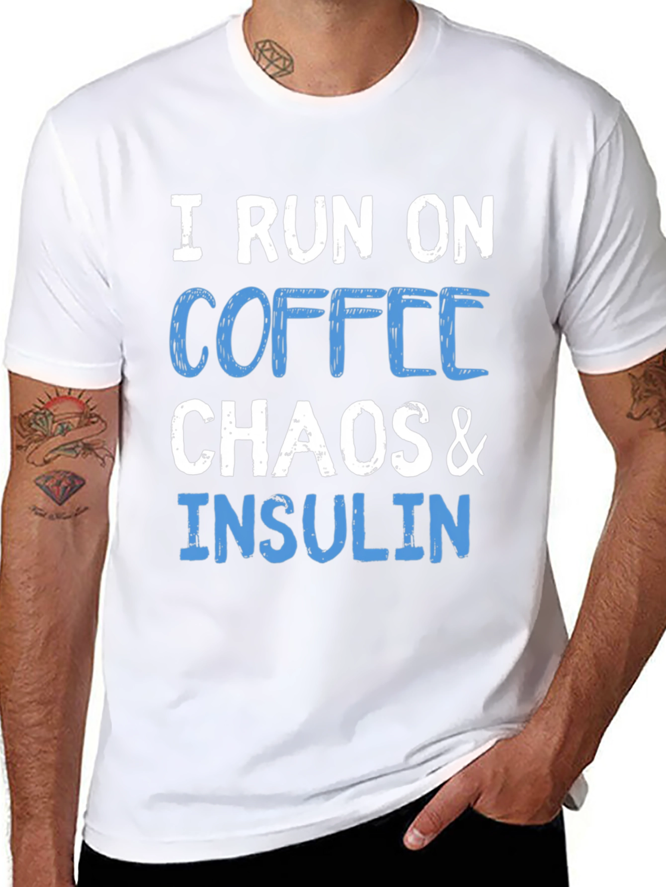 I Run on Coffee Chaos & Insulin T-Shirt