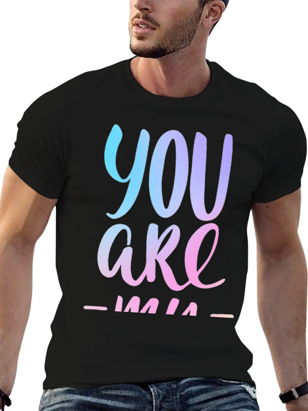You Are Mine Gradient Graphic Tee - Black