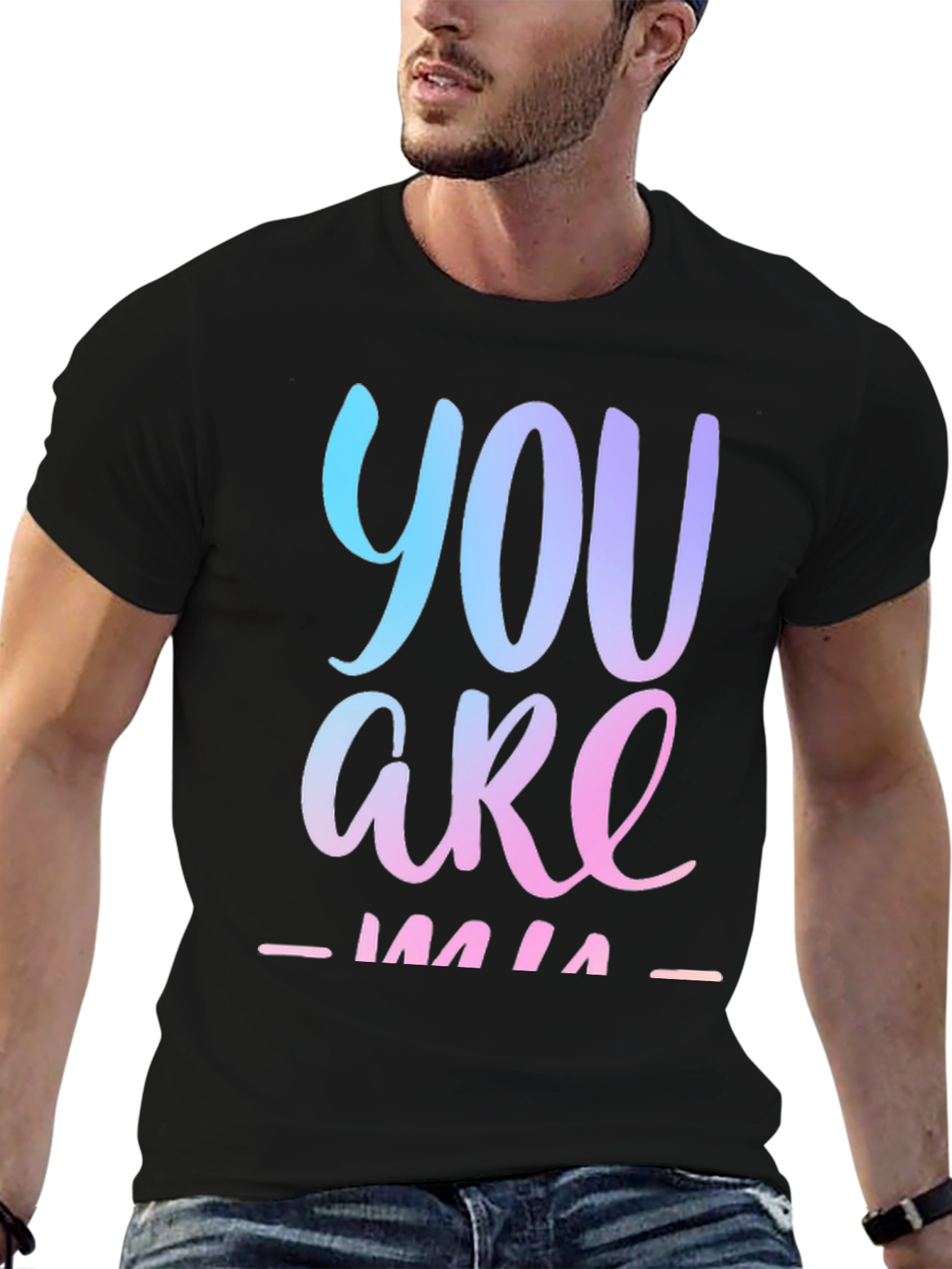 You Are Mine Gradient Graphic Tee - Black