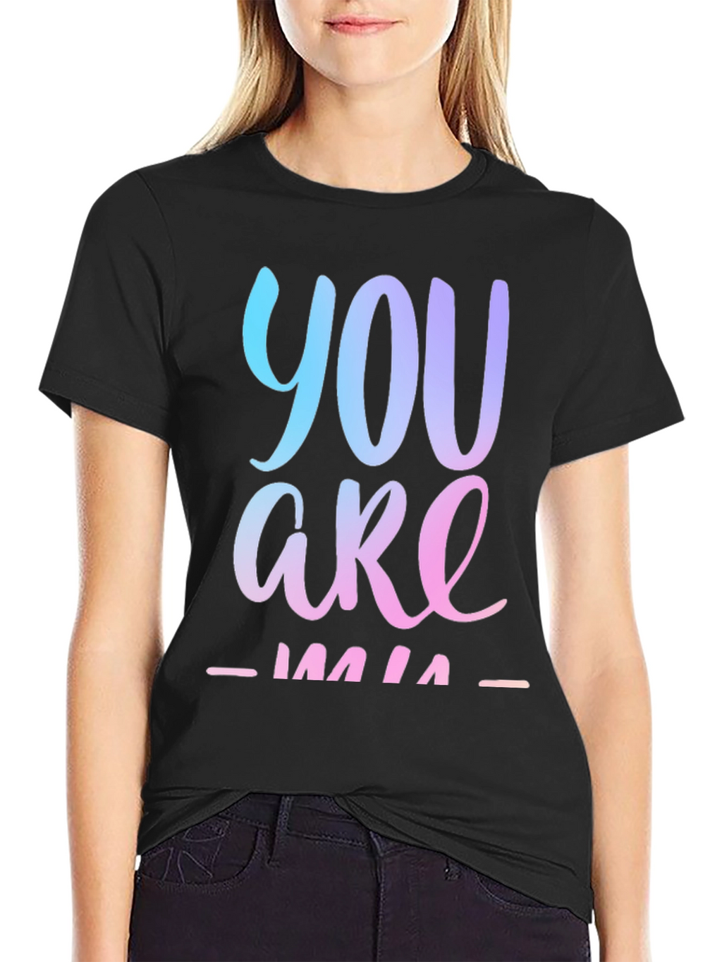 You Are Mine Gradient Graphic Tee - Black