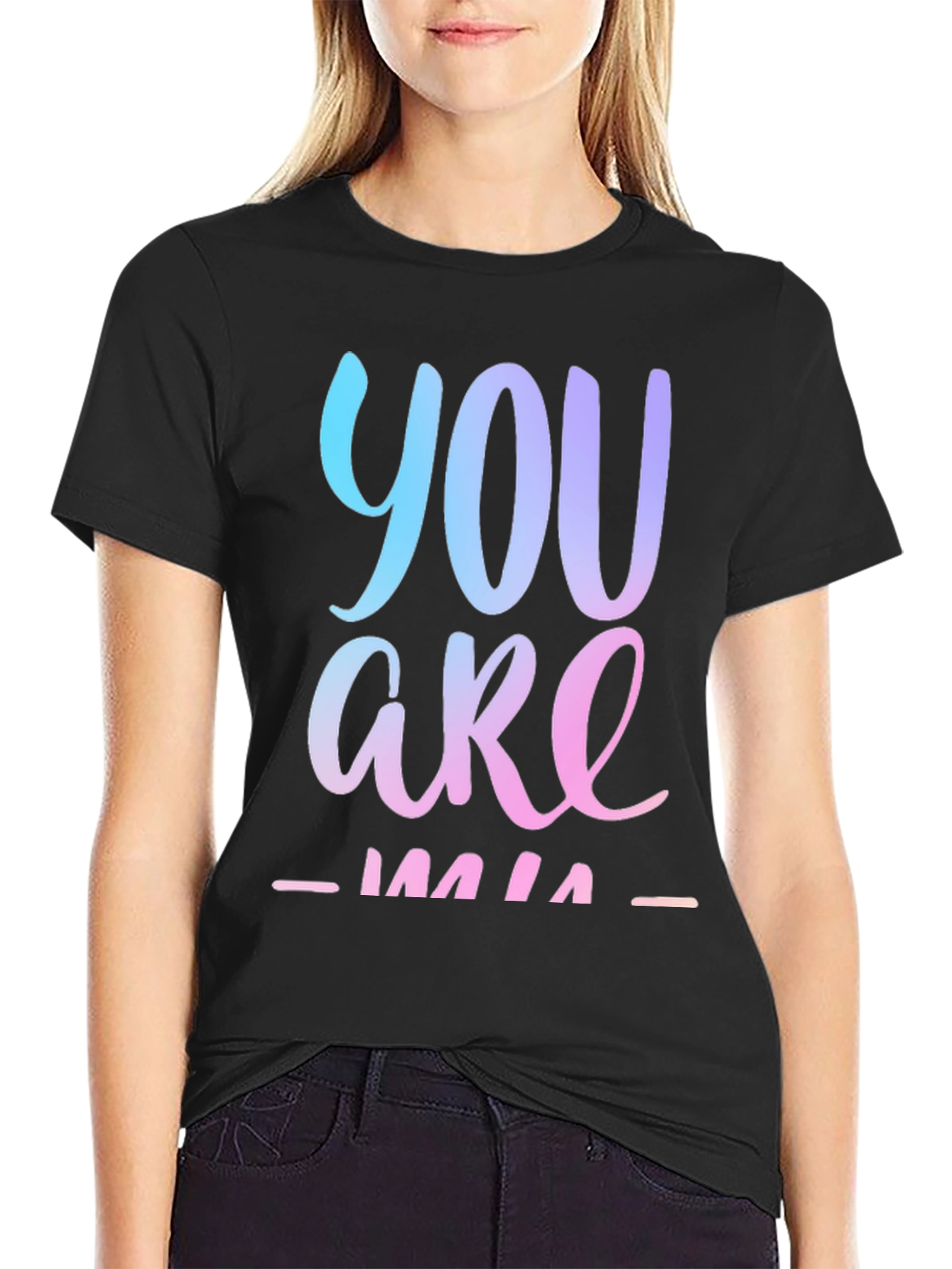 You Are Mine Gradient Graphic Tee - Black