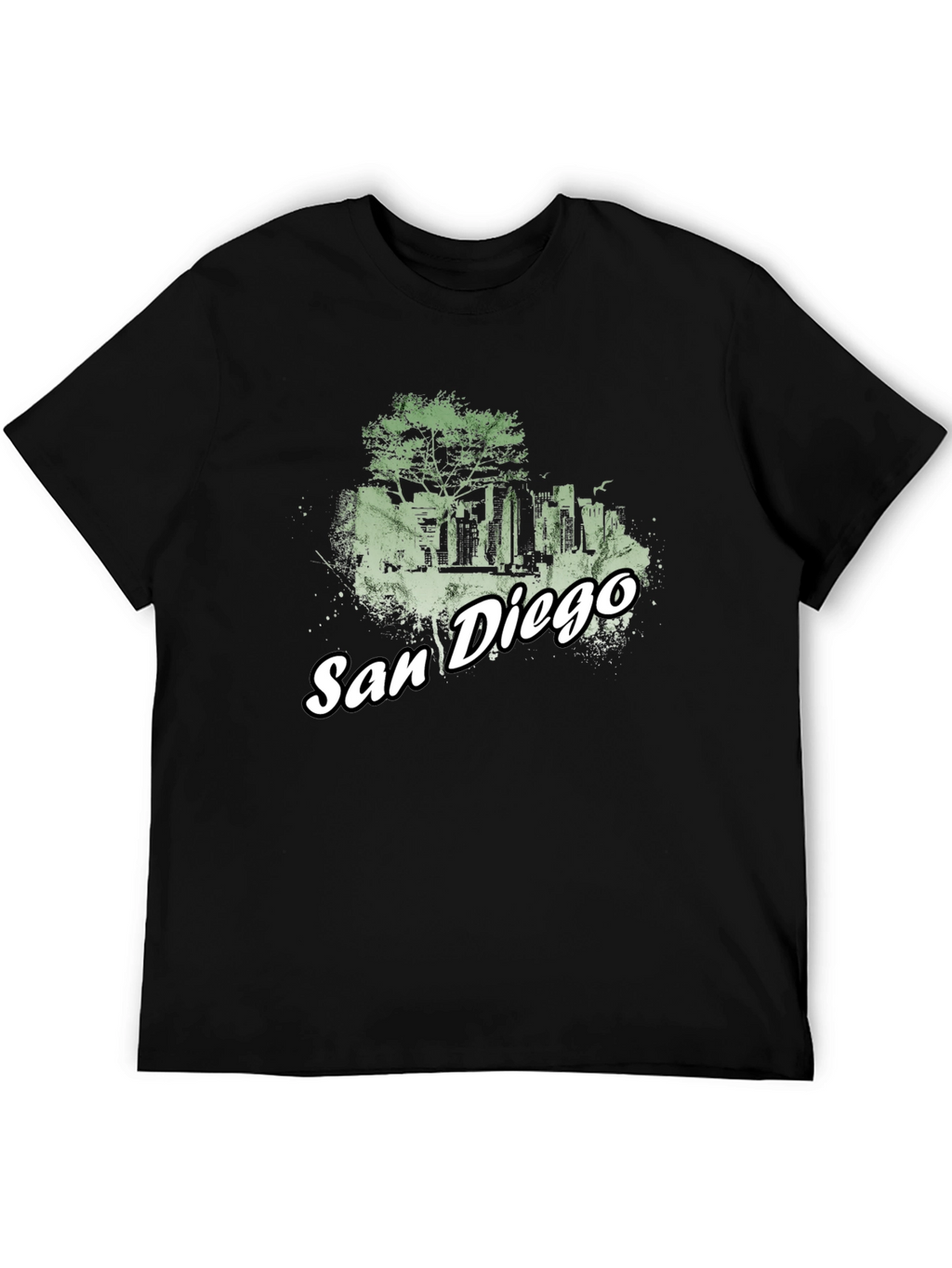 San Diego Skyline Graphic Tee - Black Cotton T-Shirt
