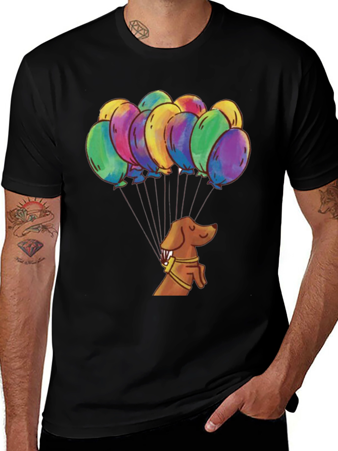 Dachshund Balloon Ride Graphic Tee