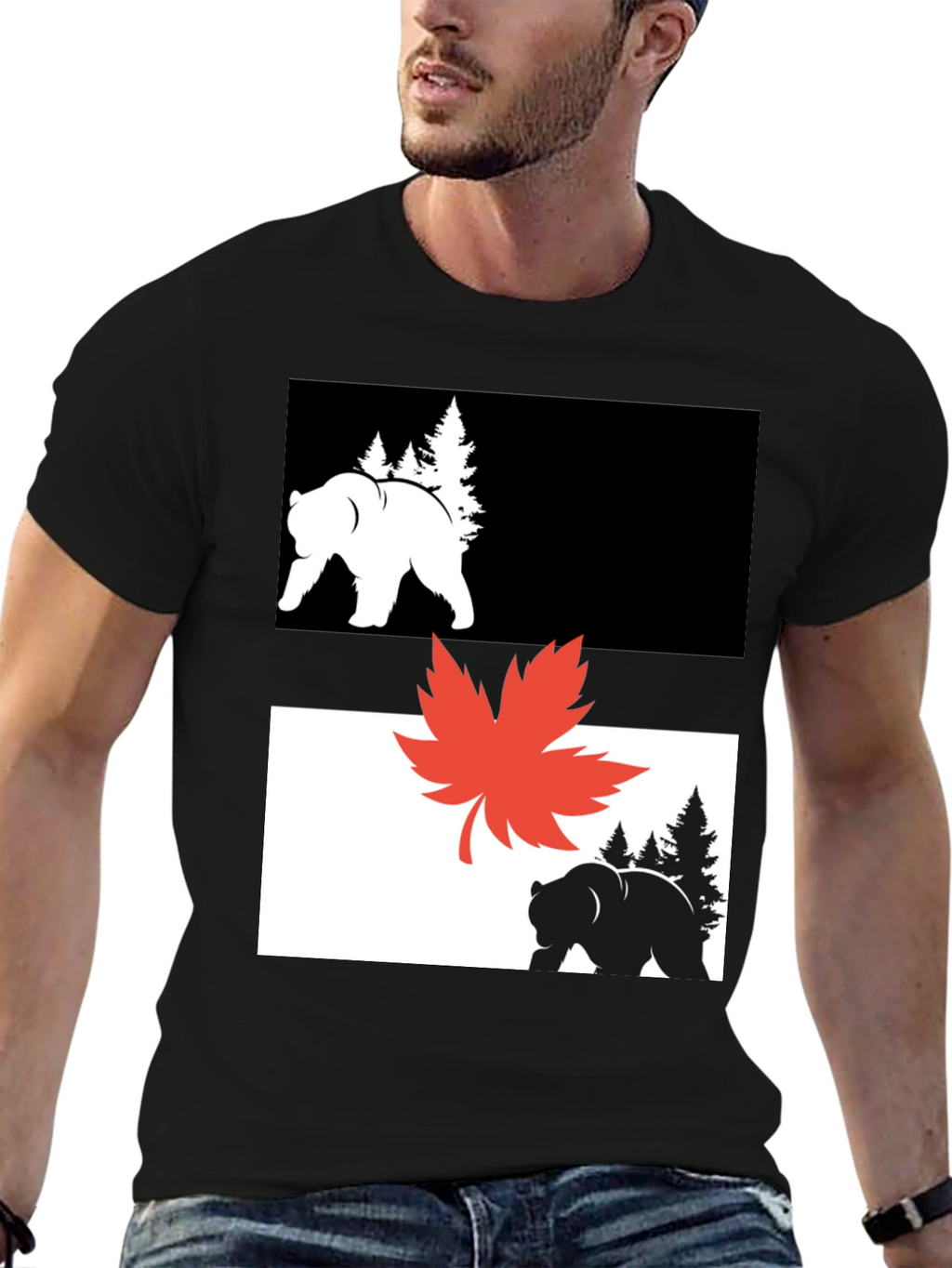 Bear & Maple Leaf Graphic Tee