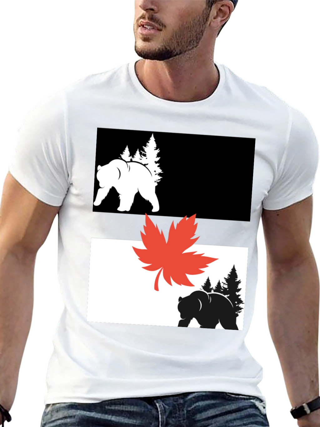 Bear & Maple Leaf Graphic Tee