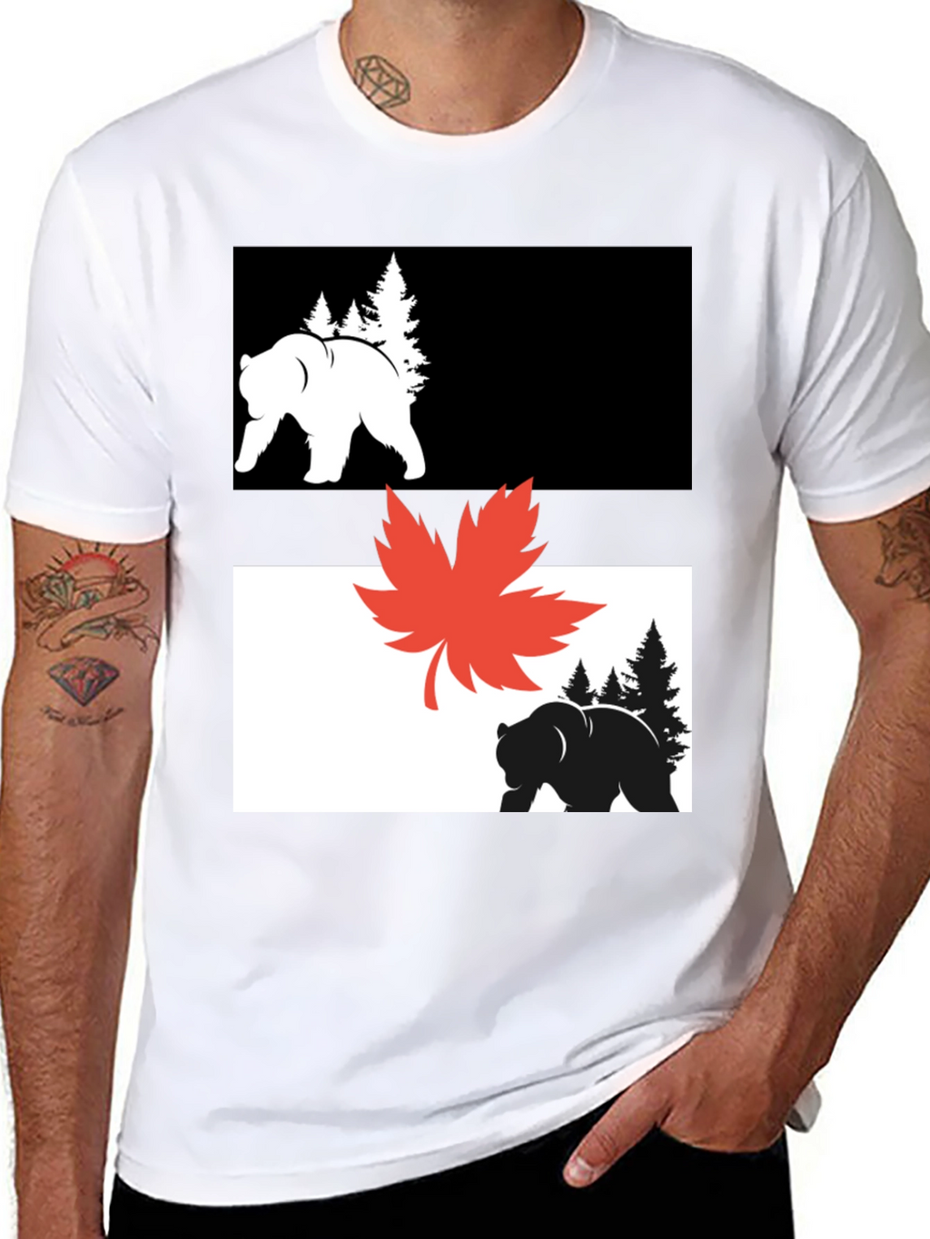 Bear & Maple Leaf Graphic Tee