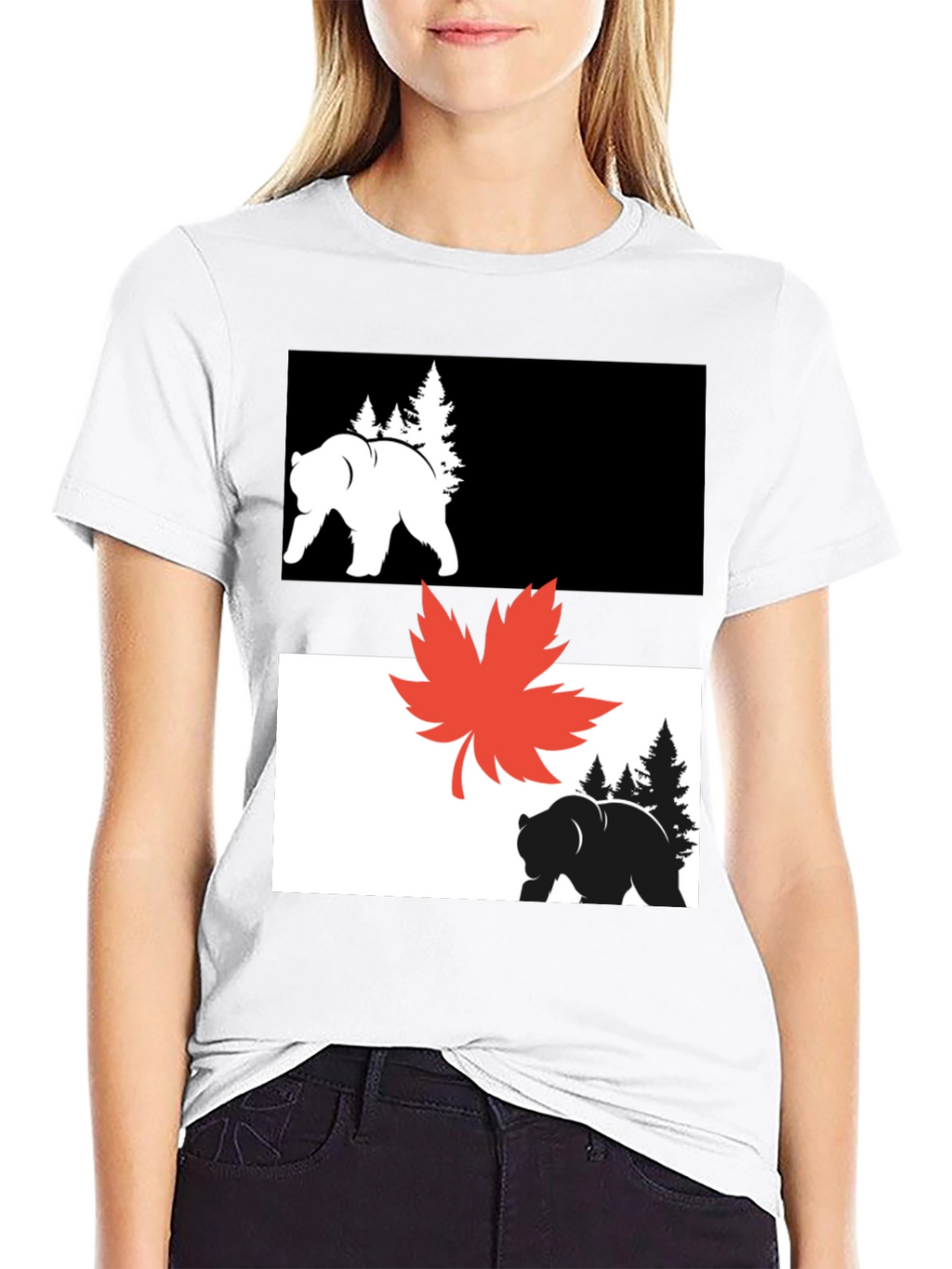 Bear & Maple Leaf Graphic Tee