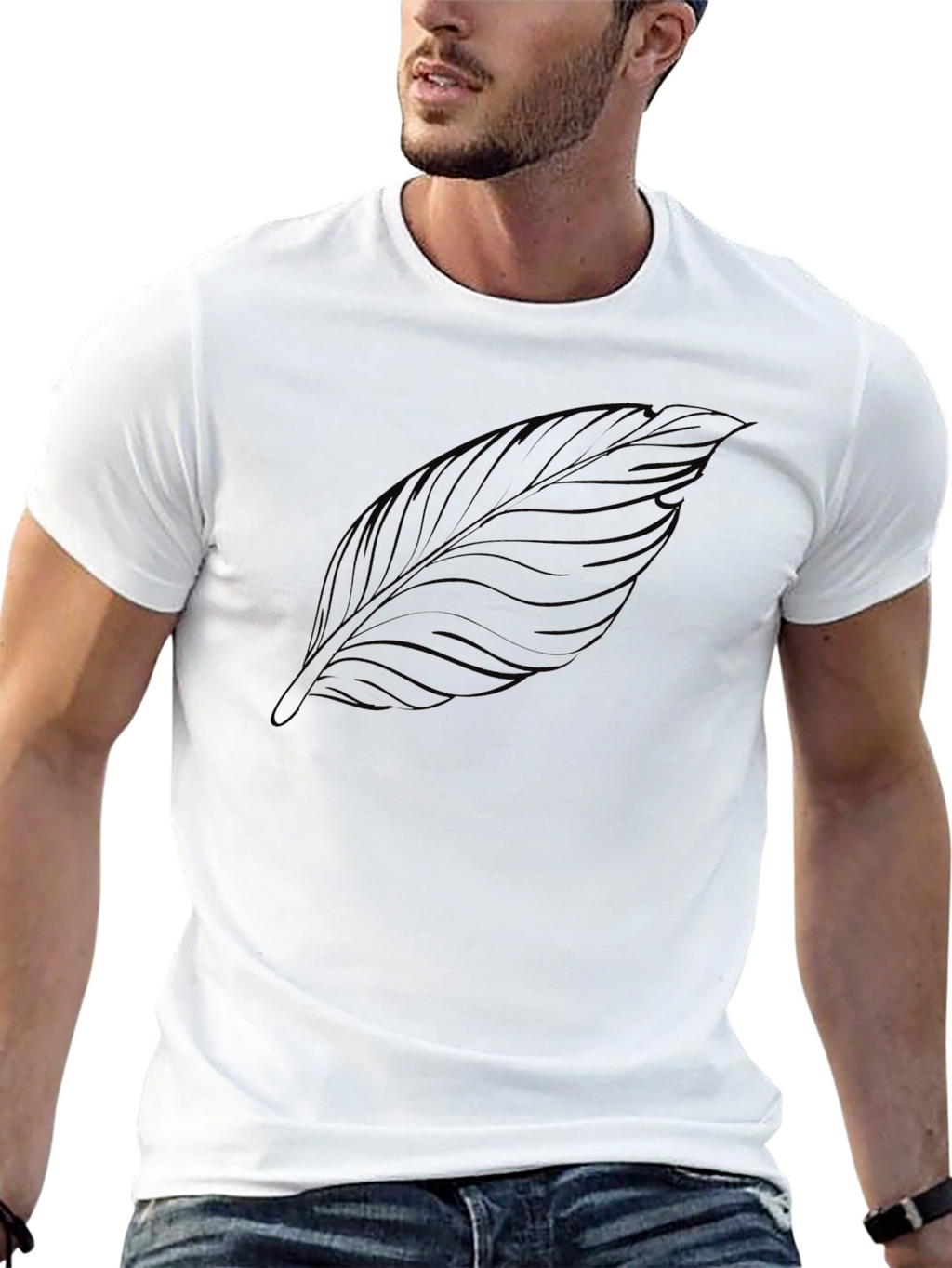 Mens Black Leaf Graphic T-Shirt