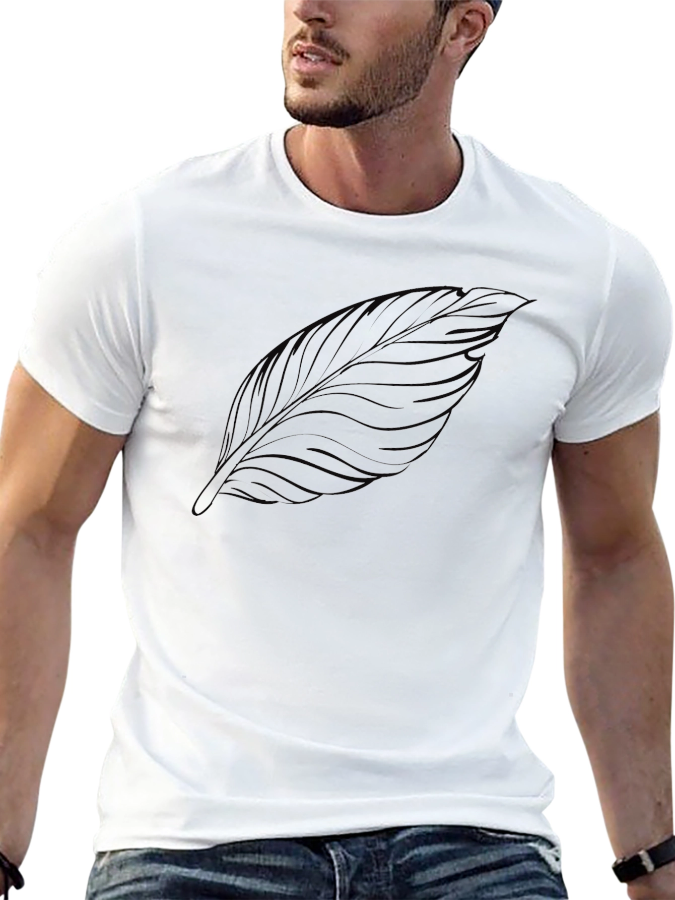 Mens Black Leaf Graphic T-Shirt