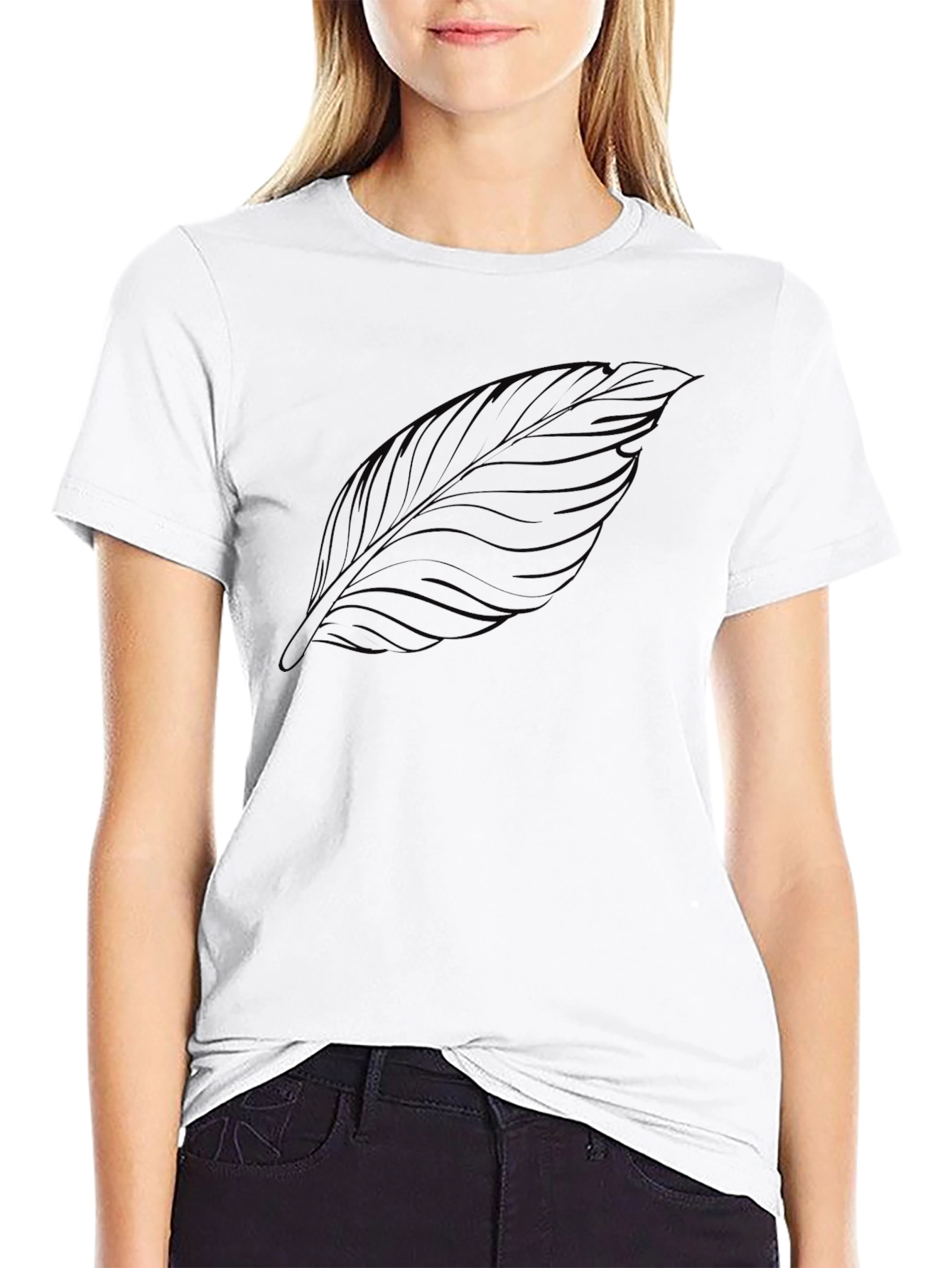 Mens Black Leaf Graphic T-Shirt
