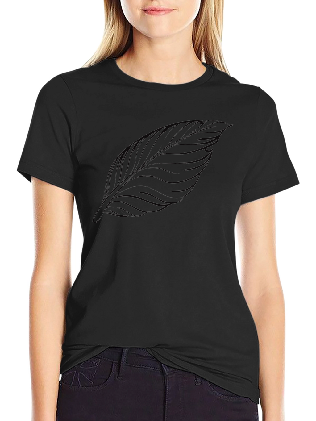 Mens Black Leaf Graphic T-Shirt