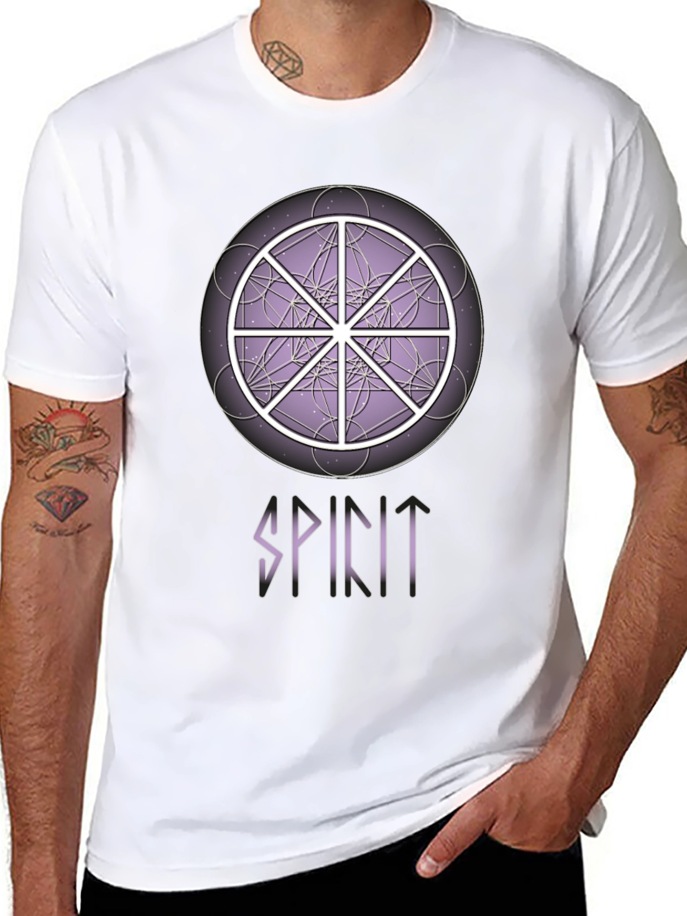 Spirit Wheel T-Shirt - Geometric Design Soft Cotton Tee