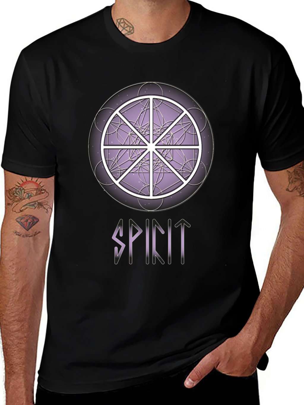 Spirit Wheel T-Shirt - Geometric Design Soft Cotton Tee